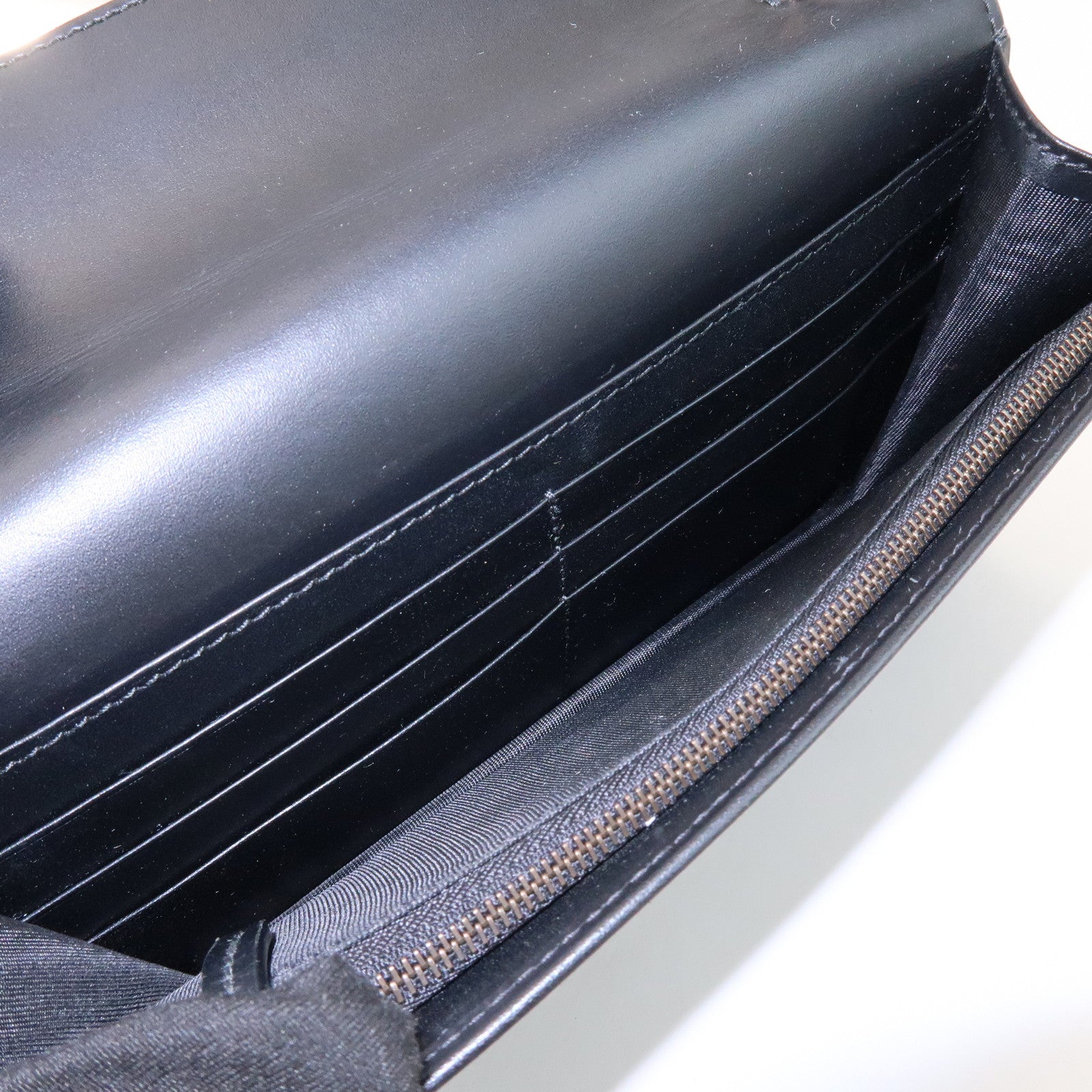 GUCCI Guccissima Leather Chain Long Wallet Cat Black 548060