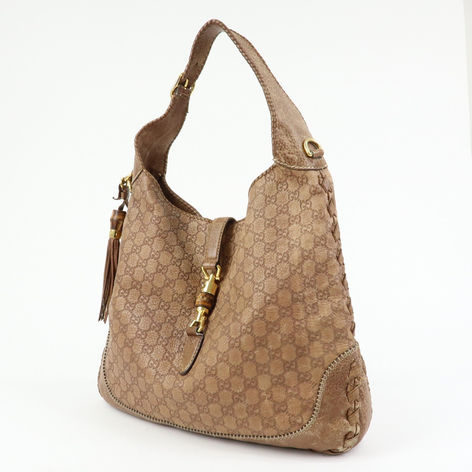 GUCCI Bamboo New Jackie Guccissima Leather Shoulder Bag 218491