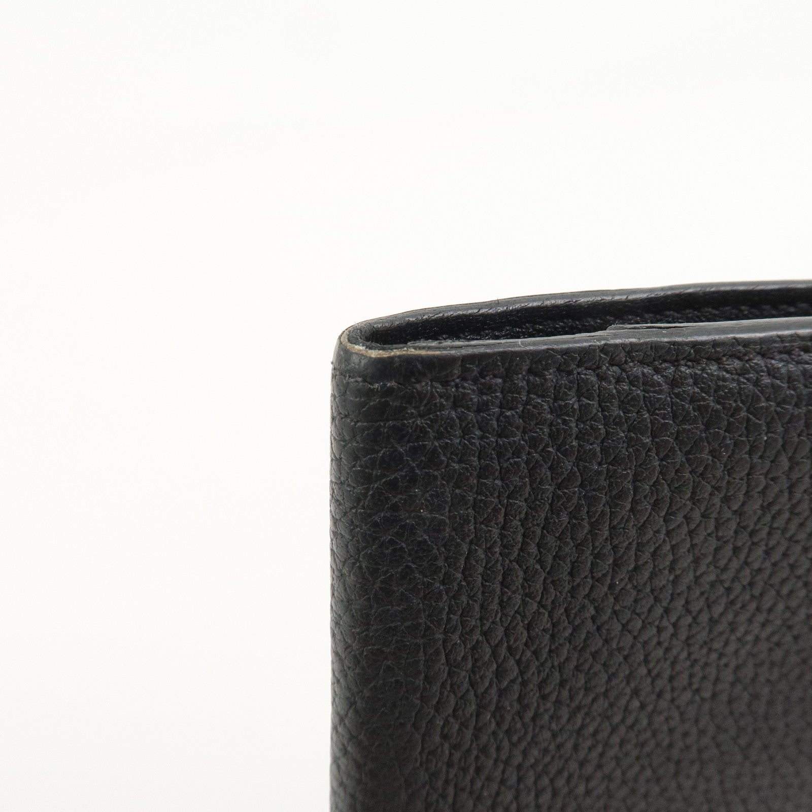 HERMES Dogon Togo Leather Compact Wallet Y Stamped Black