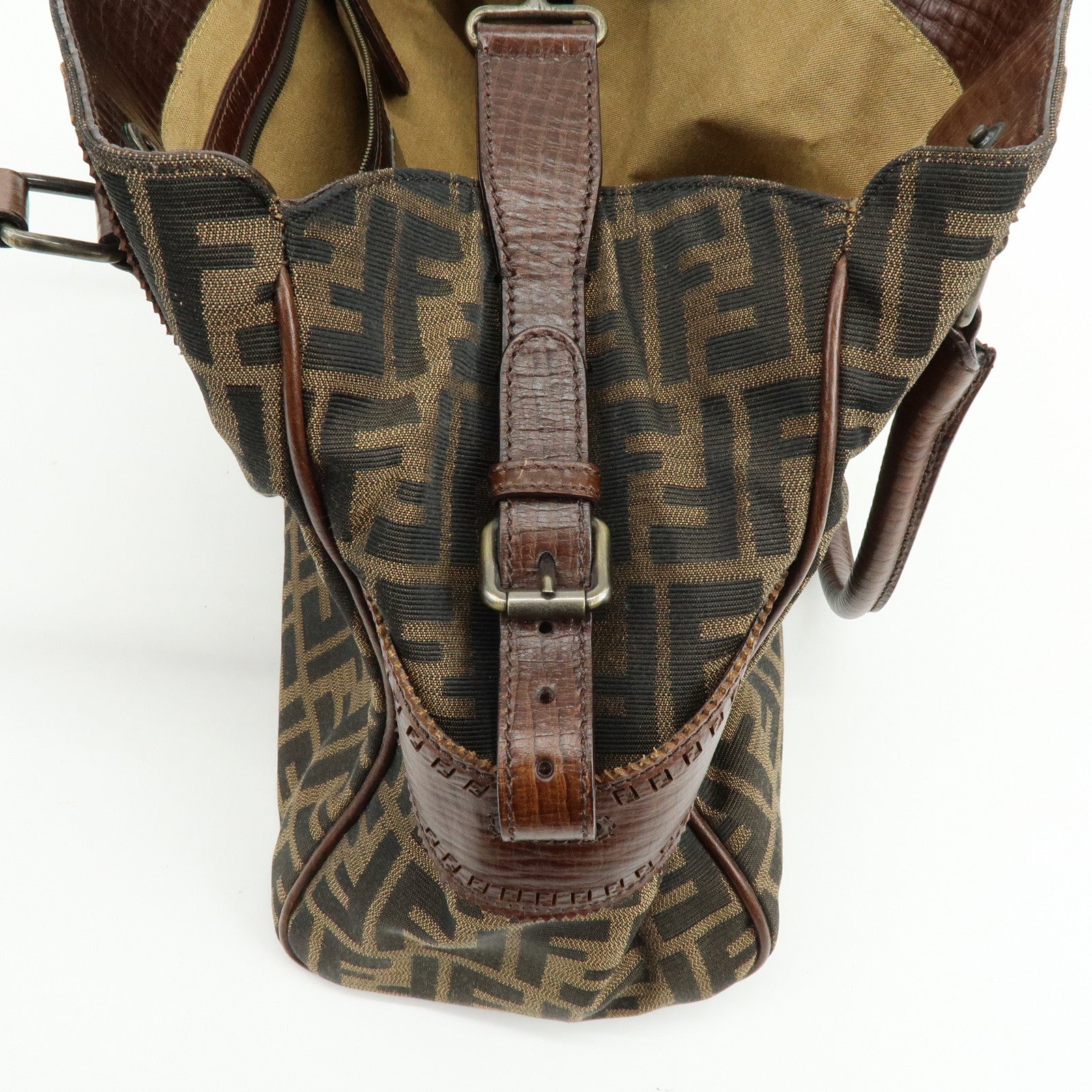 FENDI Zucca Ethnico Canvas Leather Tote Bag Shoulder Bag 8BN162