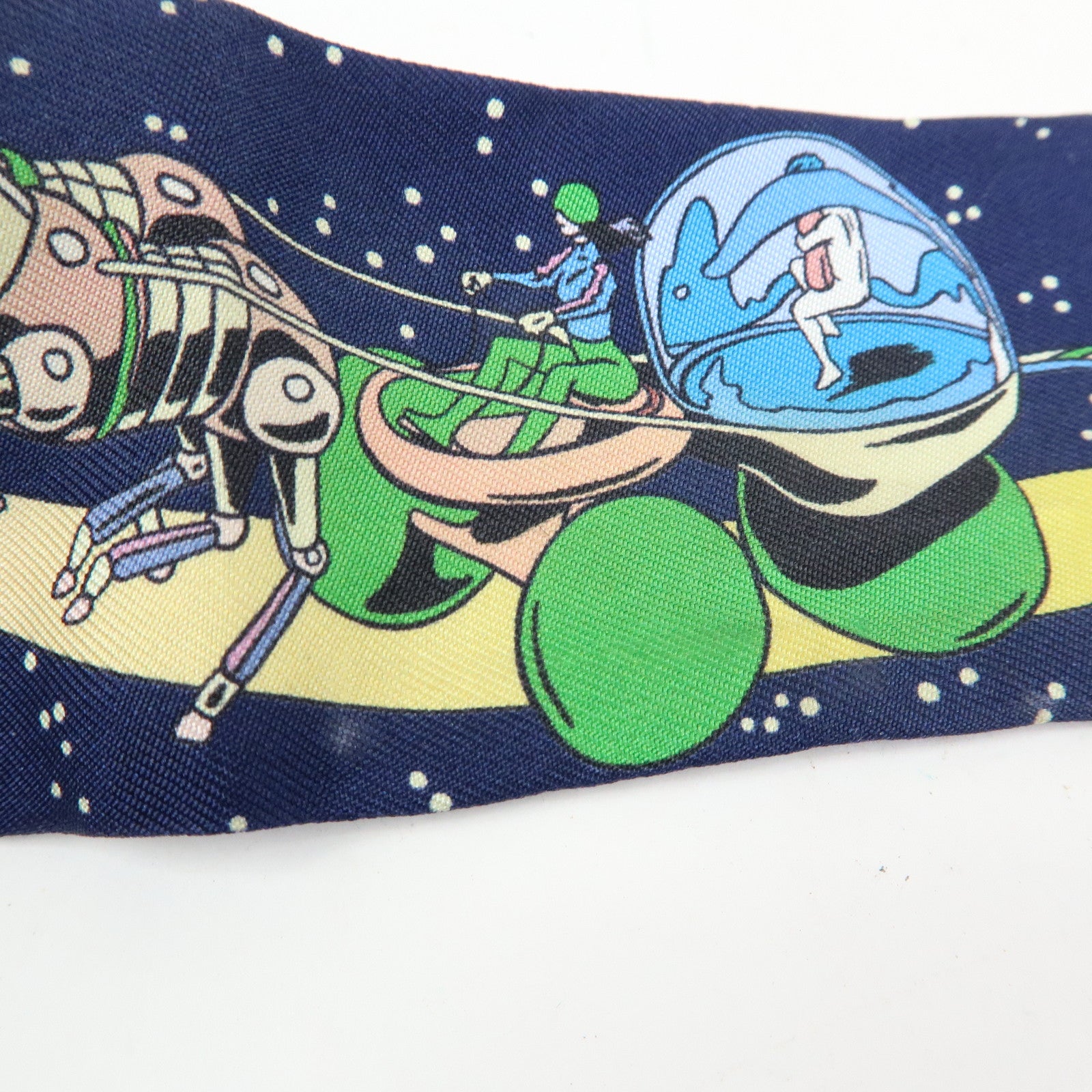 HERMES Silk 100% Twilly Scarf Space Derby Navy