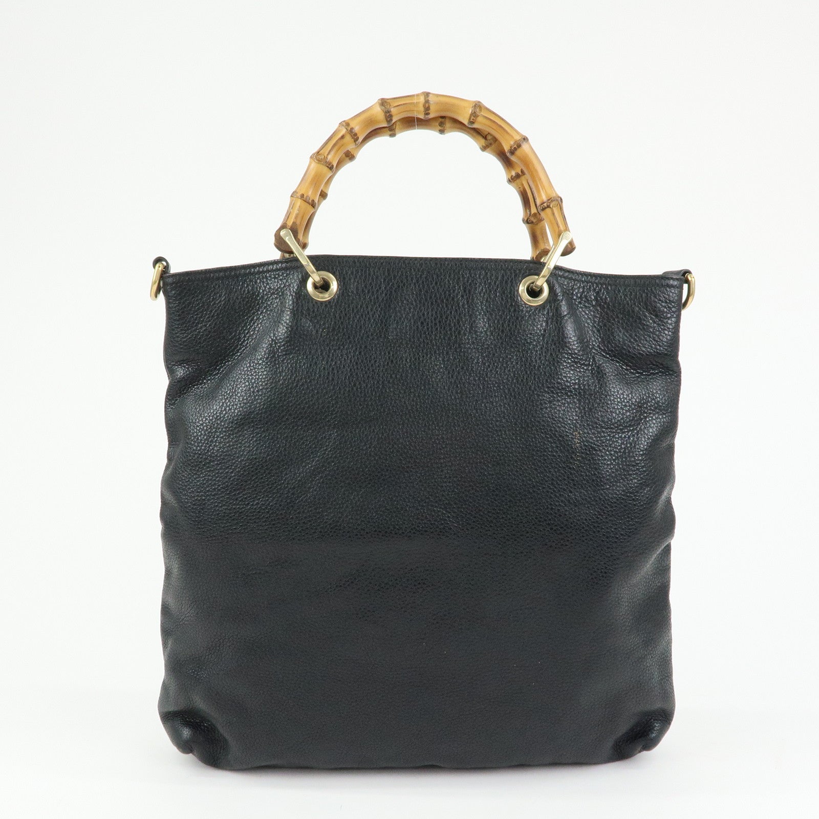GUCCI Bamboo Shopper Leather 2Way Bag Tote Bag Black 323663