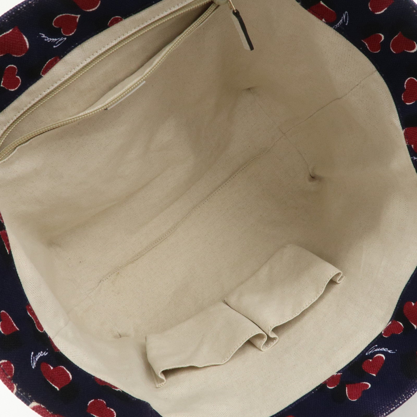 GUCCI Canvas Leather Tote Bag Hand Bag Heartbeat Navy 282439