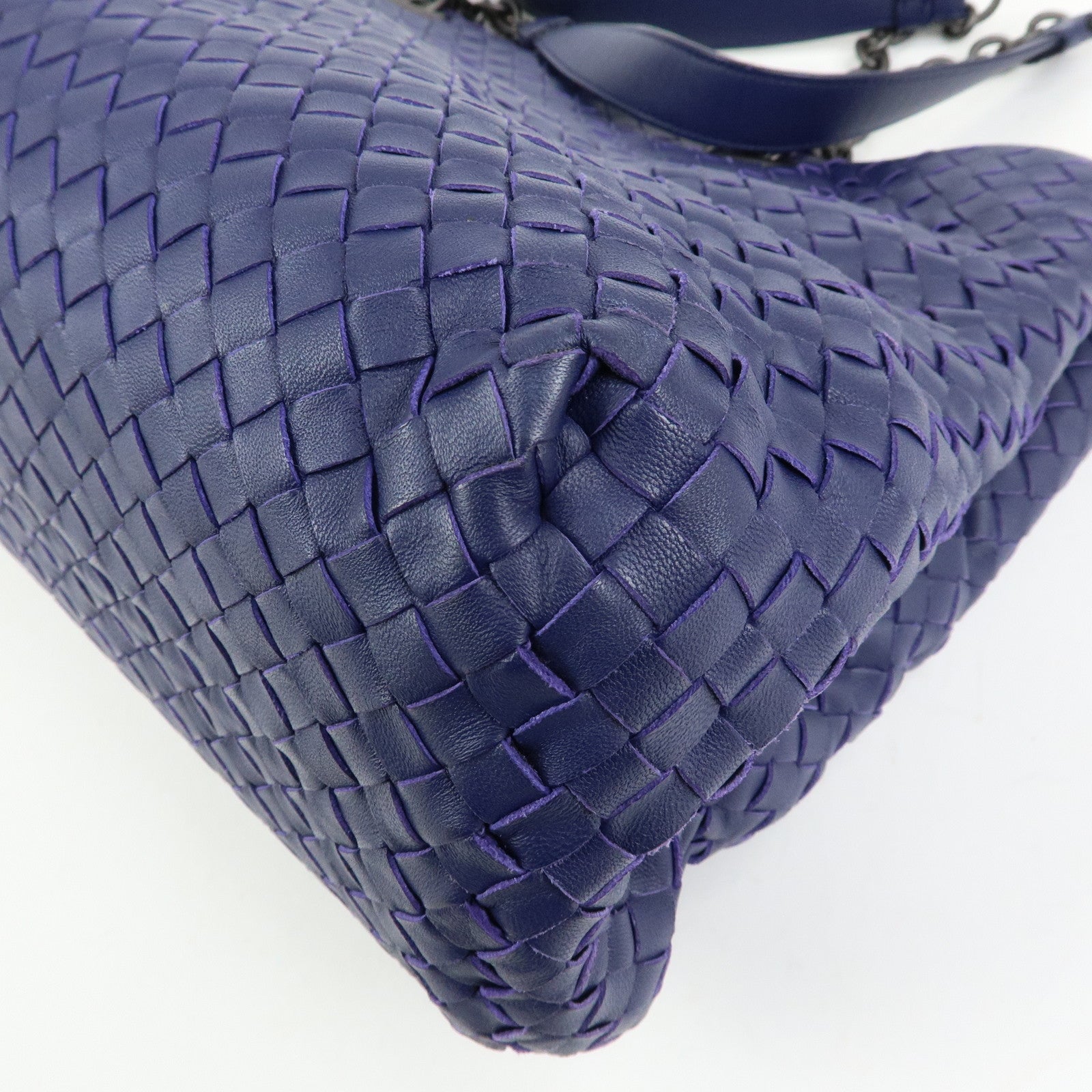BOTTEGA VENETA Intrecciato Leather Shoulder Bag Tote Bag Blue