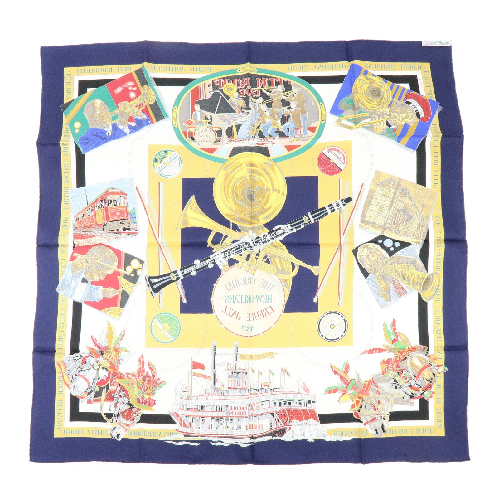 HERMES Carre90 Silk 100% Scarf ORIGINAL NEW ORLEANS CREOLE JAZZ1923
