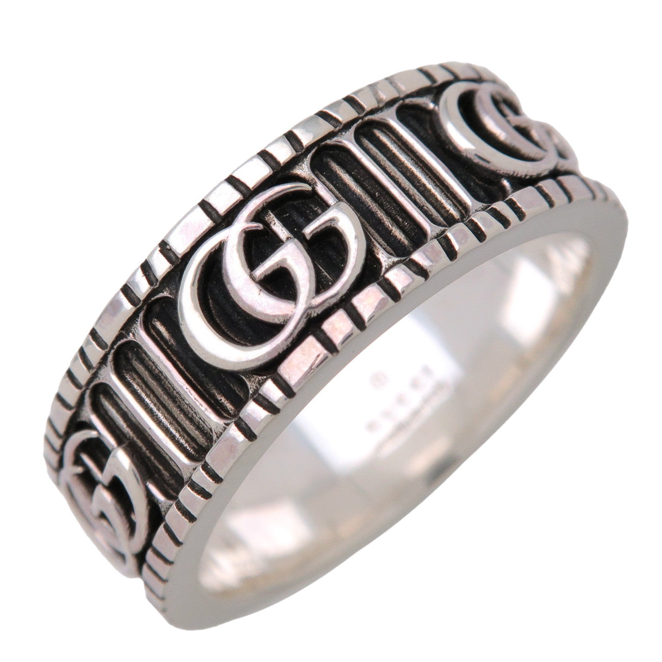 GUCCI Double G Logo Ring SV925 Silver #21 US9.5 EU61 HK21