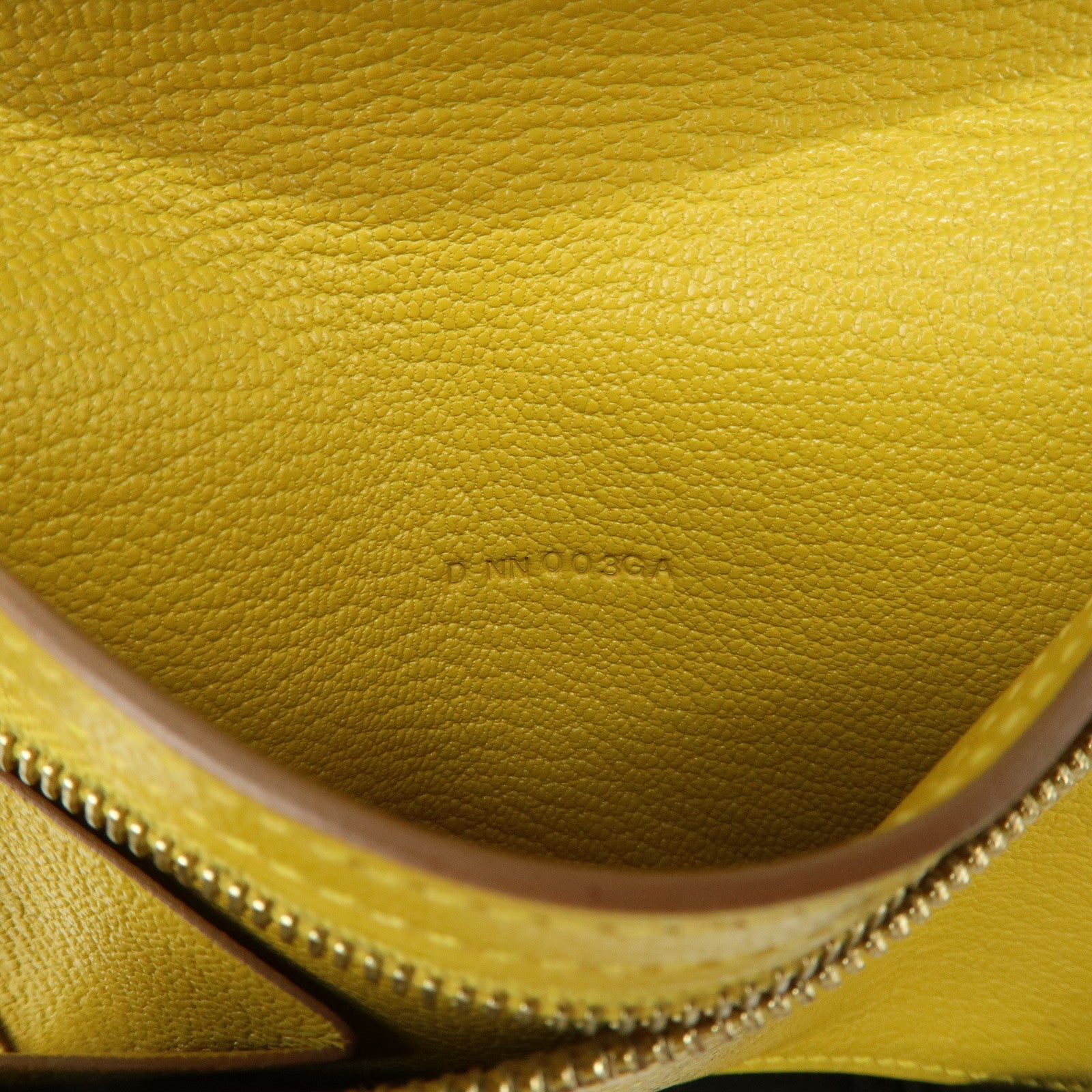 HERMES Leather Bearn Mini Compact Wallet D Stamped Yellow