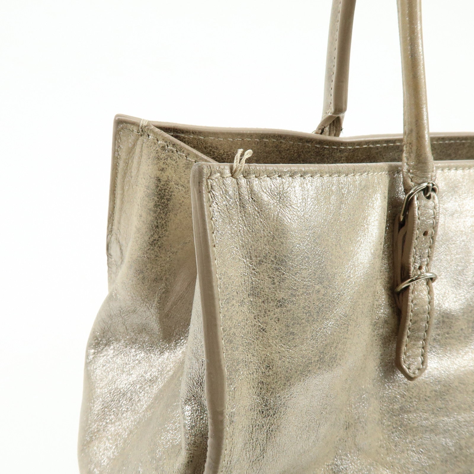BALENCIAGA The Paper Leather Tote Bag Hand Bag Silver 255412