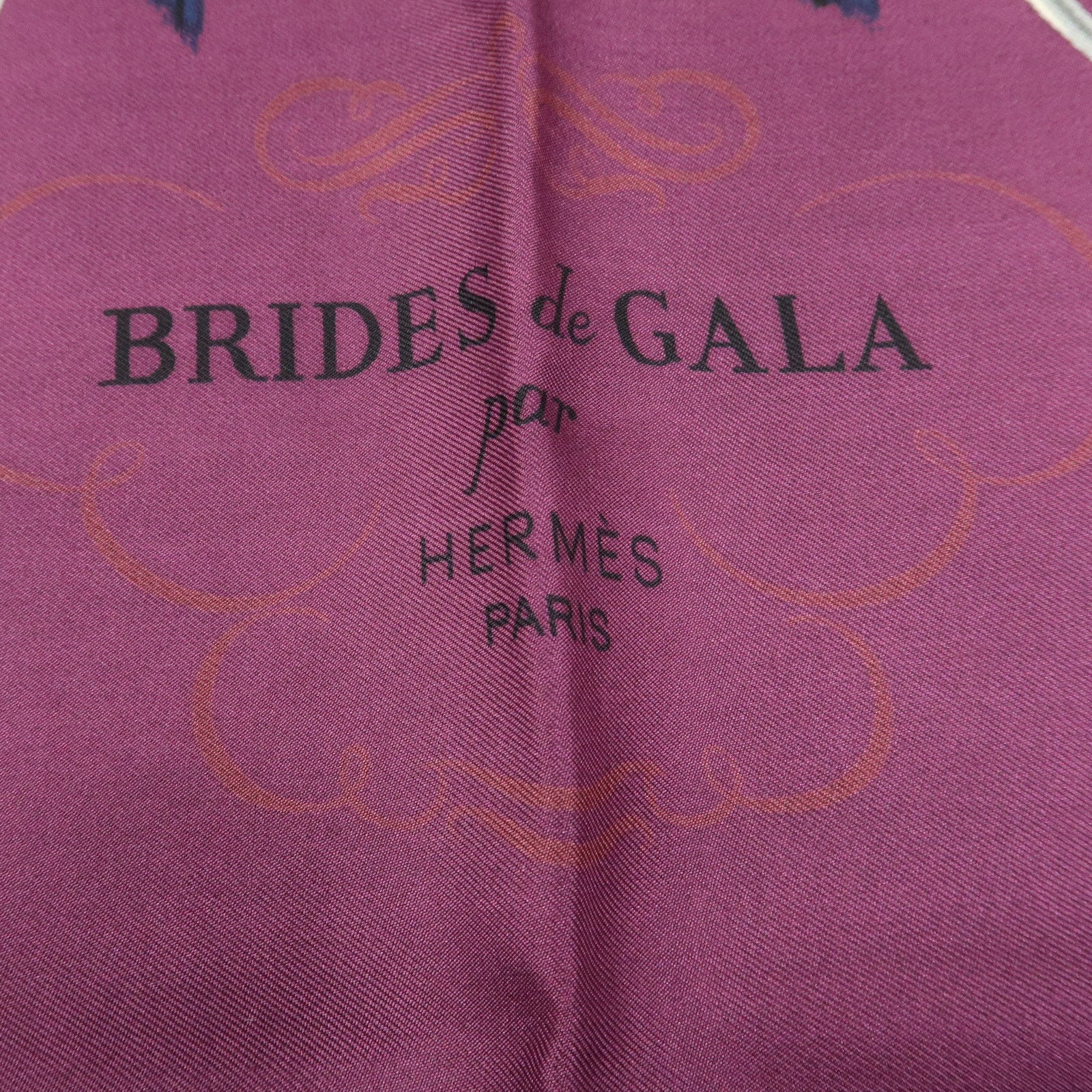 HERMES Carre 90 Silk 100% Scarf BRIDES DE GALA Navy Purple