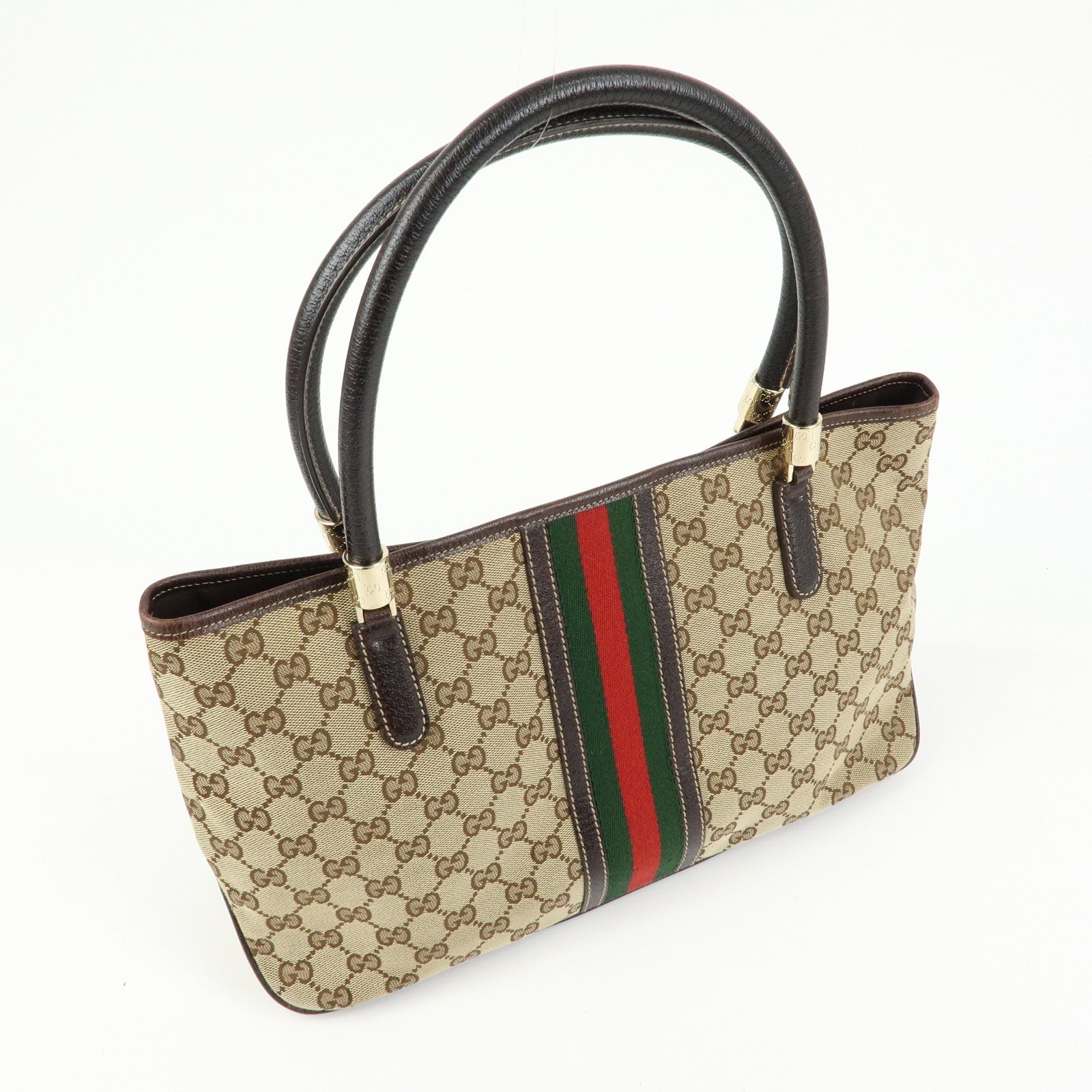 GUCCI Sherry GG Canvas Tote Bag Shoulder Bag Beige Brown 161717