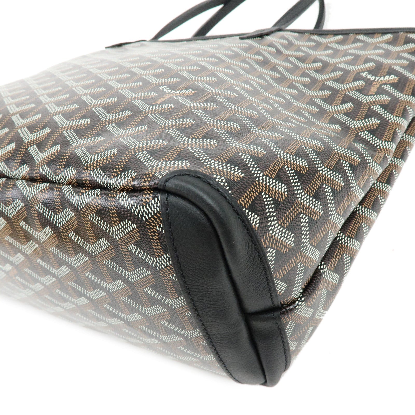 GOYARD Artois PM PVC Leather Tote Bag Hand Bag Black Brown