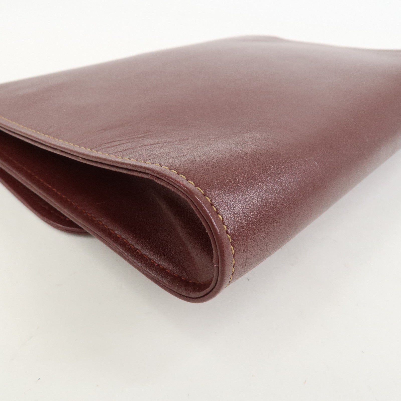 Cartier Logo Leather Clutch Bag Bordeaux