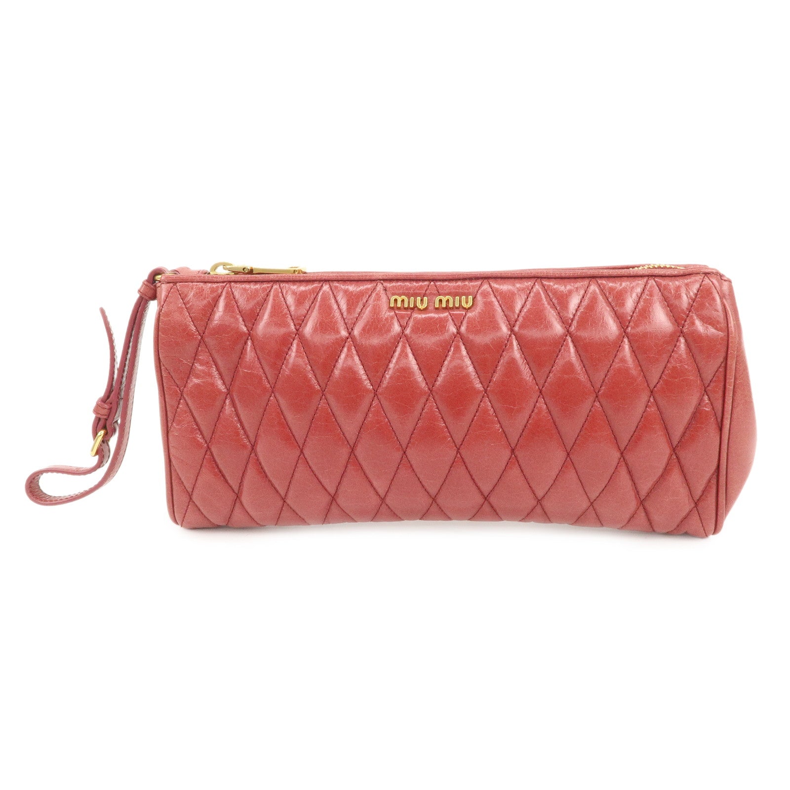 MIU MIU Matelasse Leather MI Clutch Bag Pink 5N1455