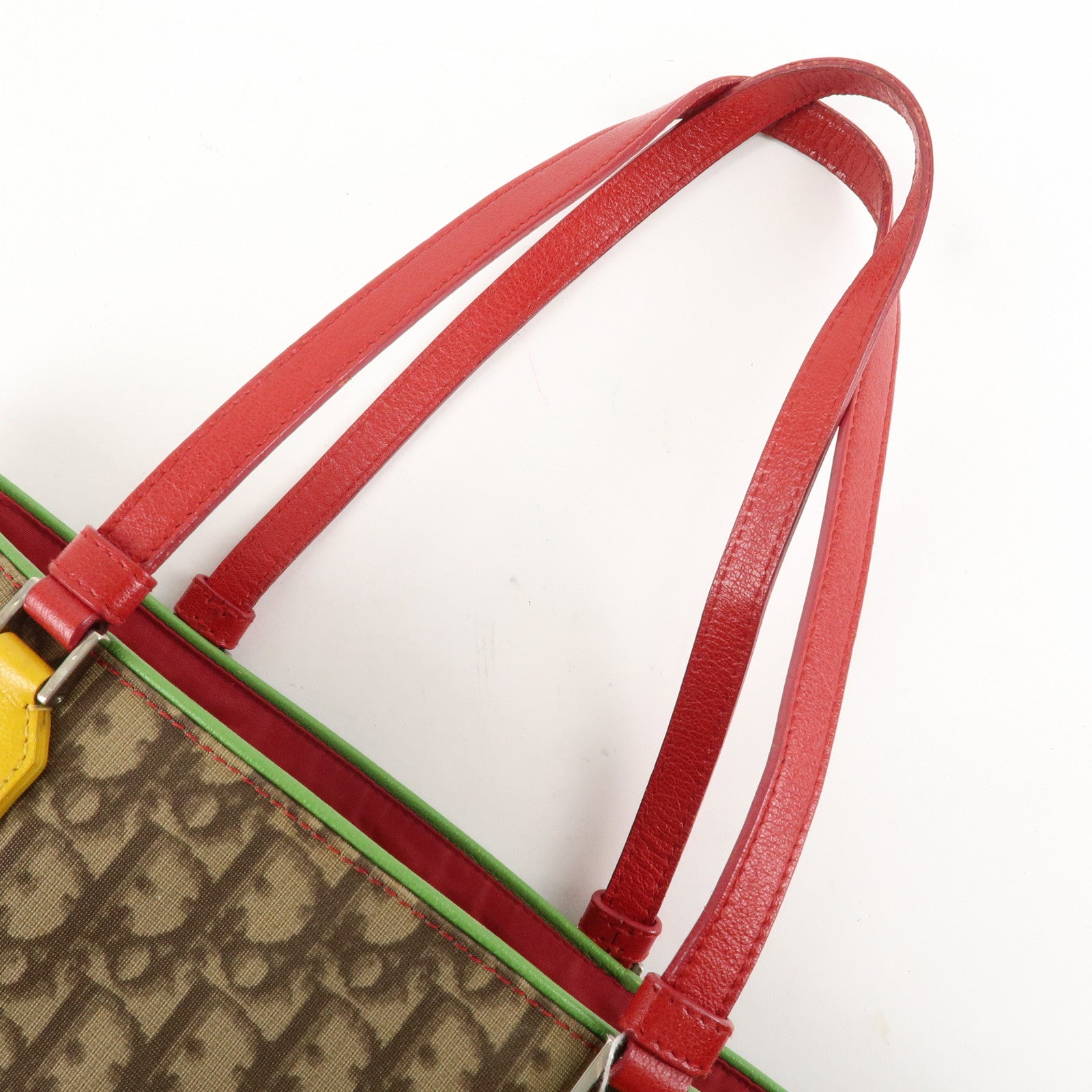 Christian Dior Rasta Line Trotter PVC Leather Tote Bag Hand Bag Brown Used