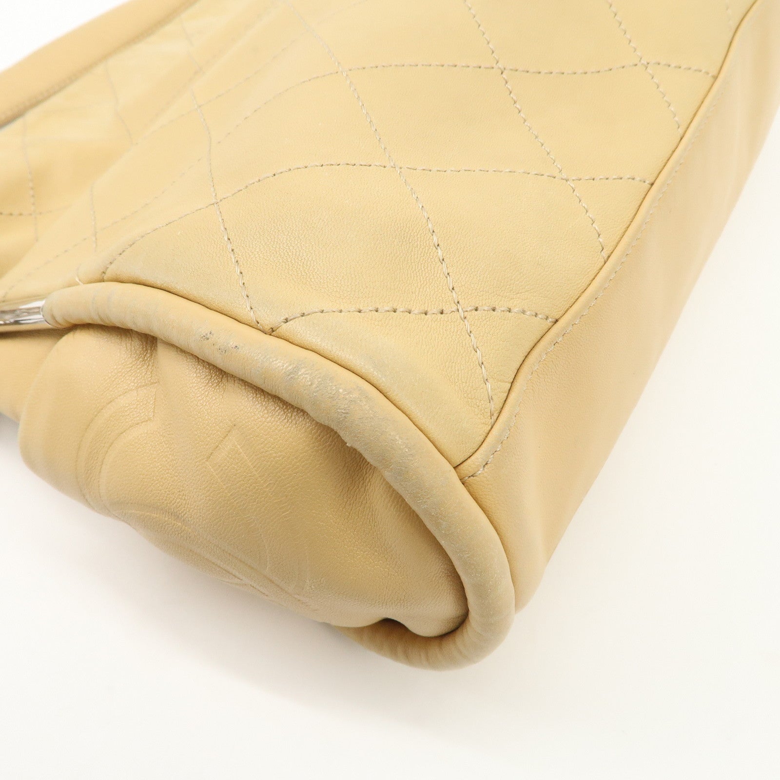 CHANEL Matelasse Lamb Skin Chain Shoulder Bag Beige A29285 Used