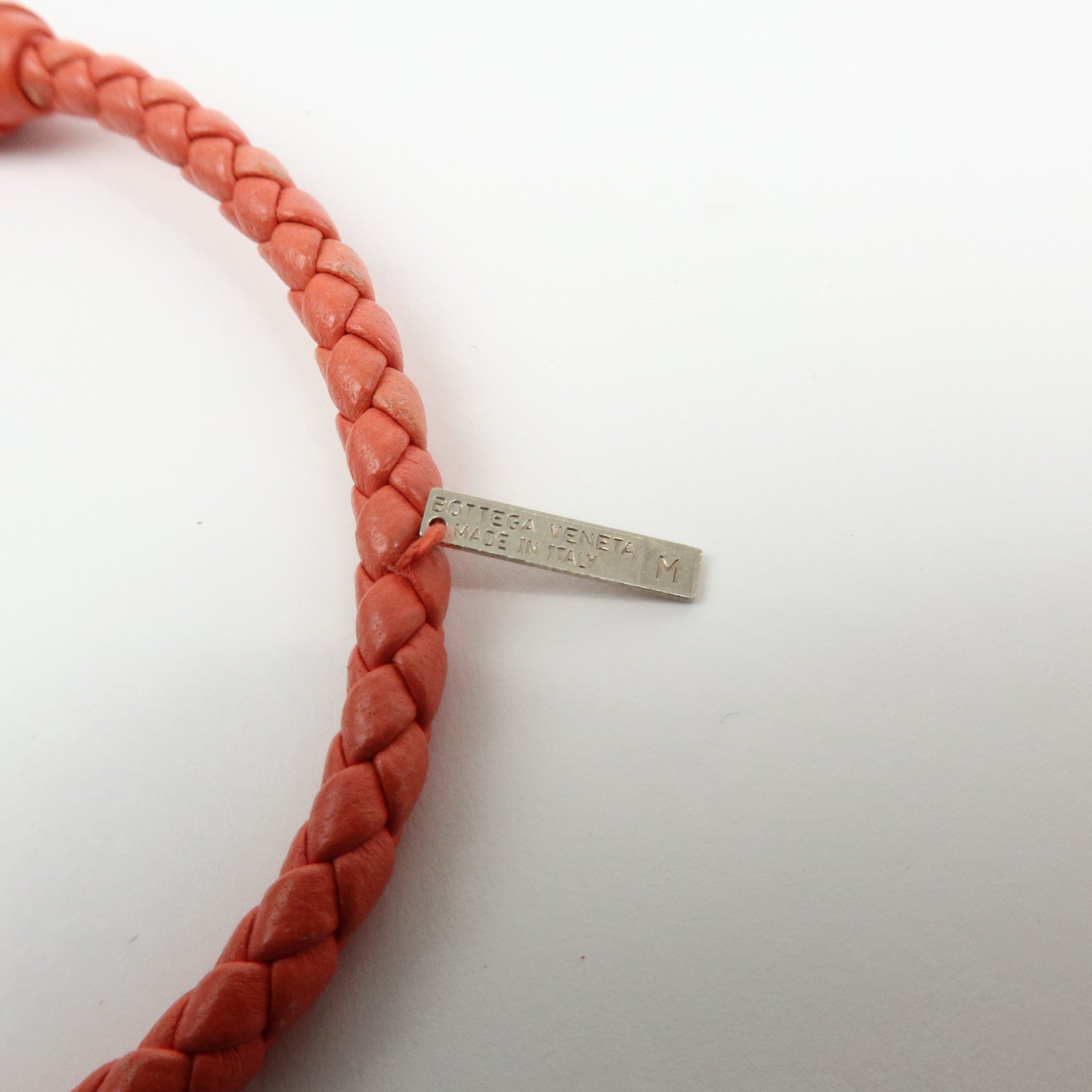 BOTTEGA VENETA Intrecciato Leather Bracelet Orange Silver 113546