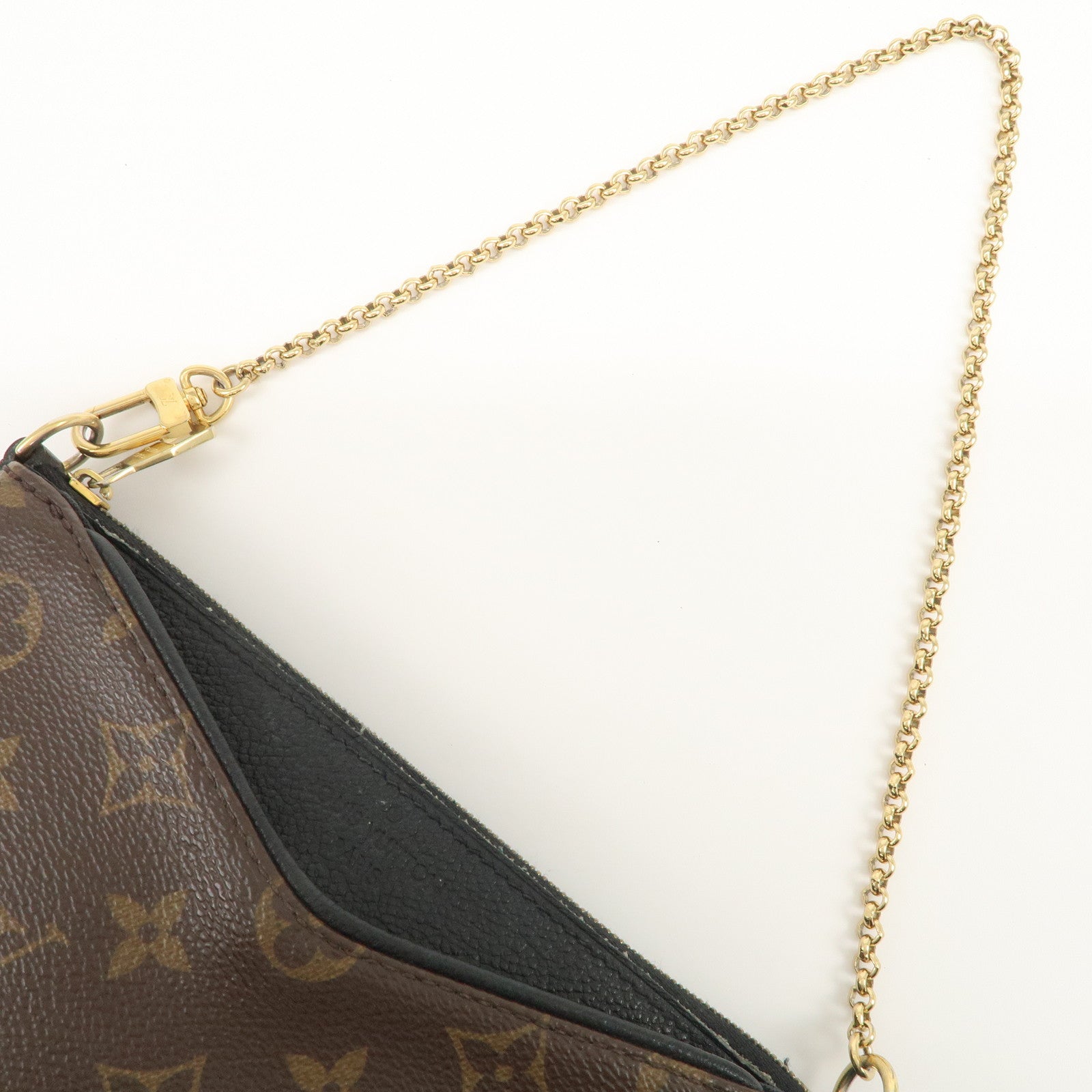 Louis Vuitton Monogram Pallas Clutch 2Way Shoulder Bag Noir M41639