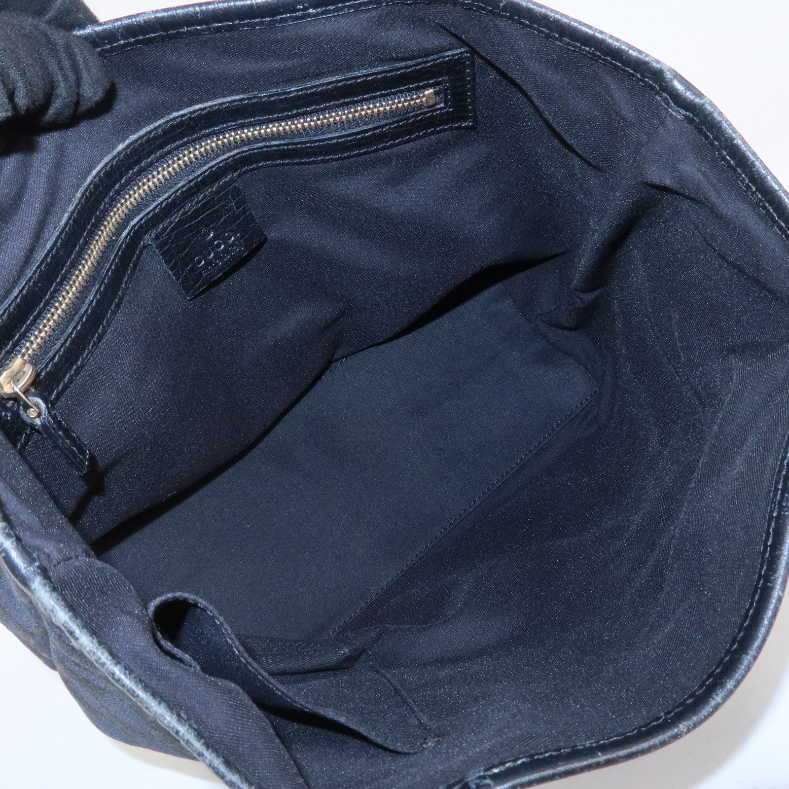 GUCCI Sherry GG Canvas Leathe Tote Bag Hand Bag Black