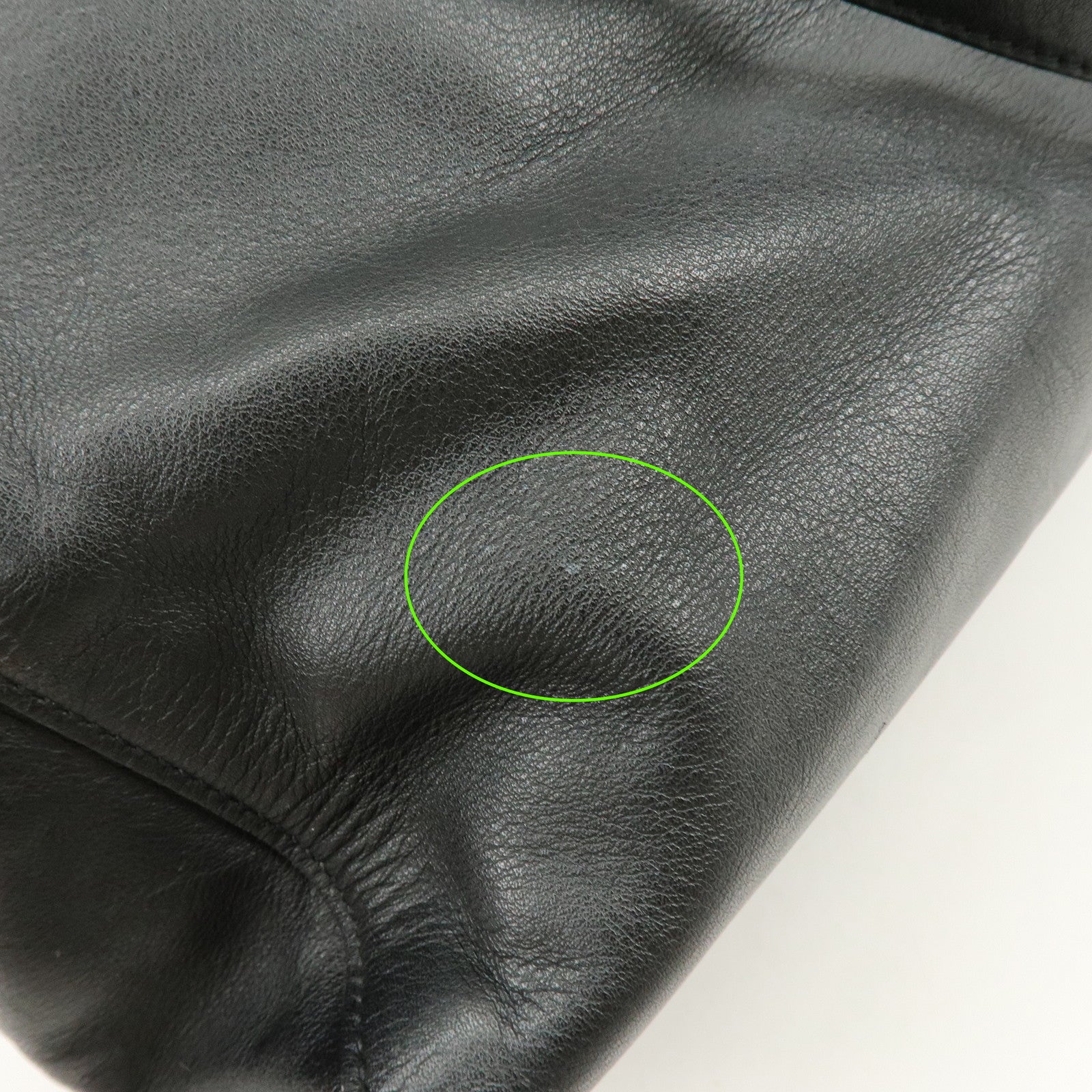 PRADA Triangle Logo Leather Tote Bag Shoulder Bag Black BR5033