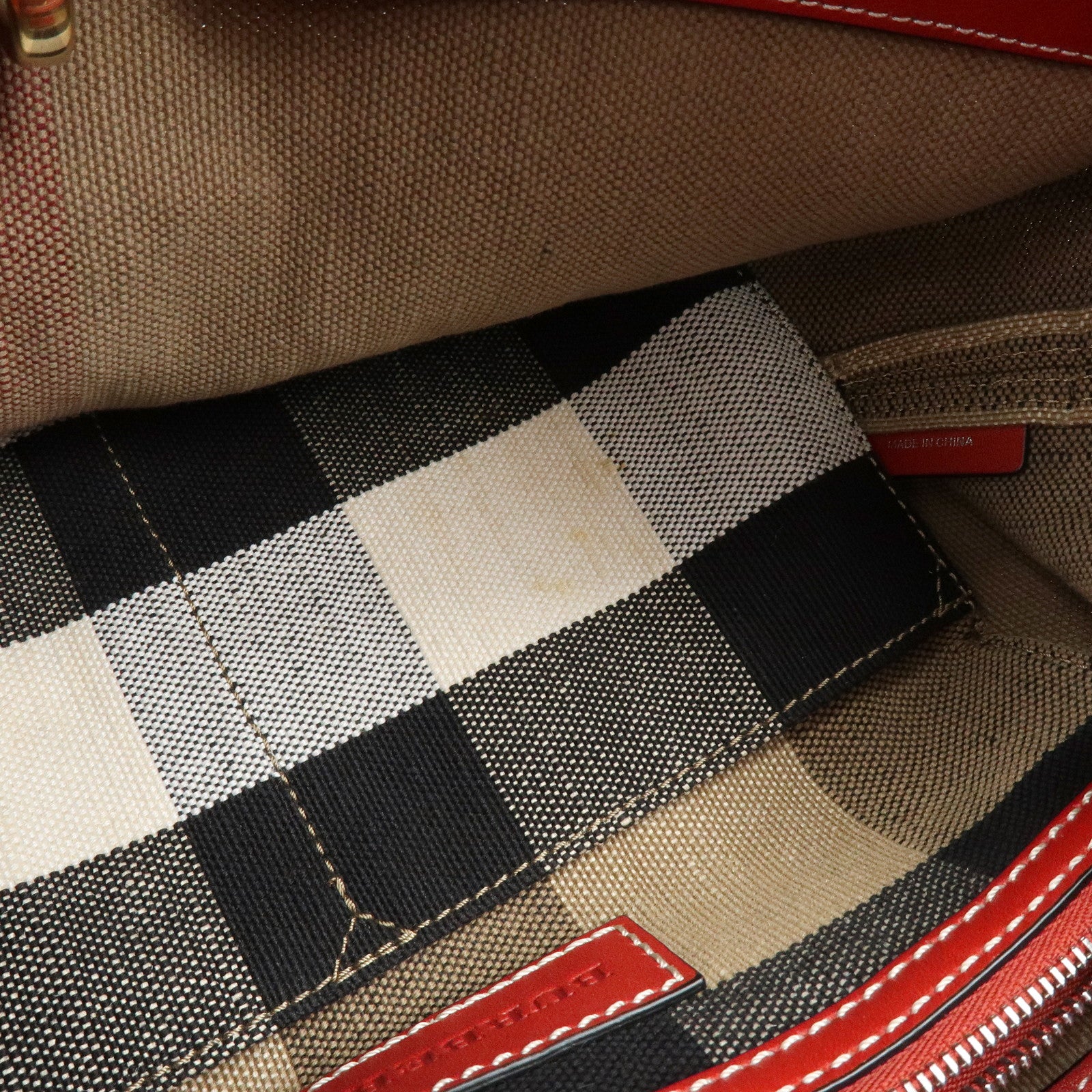 Burberry Nova Plaid Canvas Leather 2Way Shoulder Hand Bag Beige
