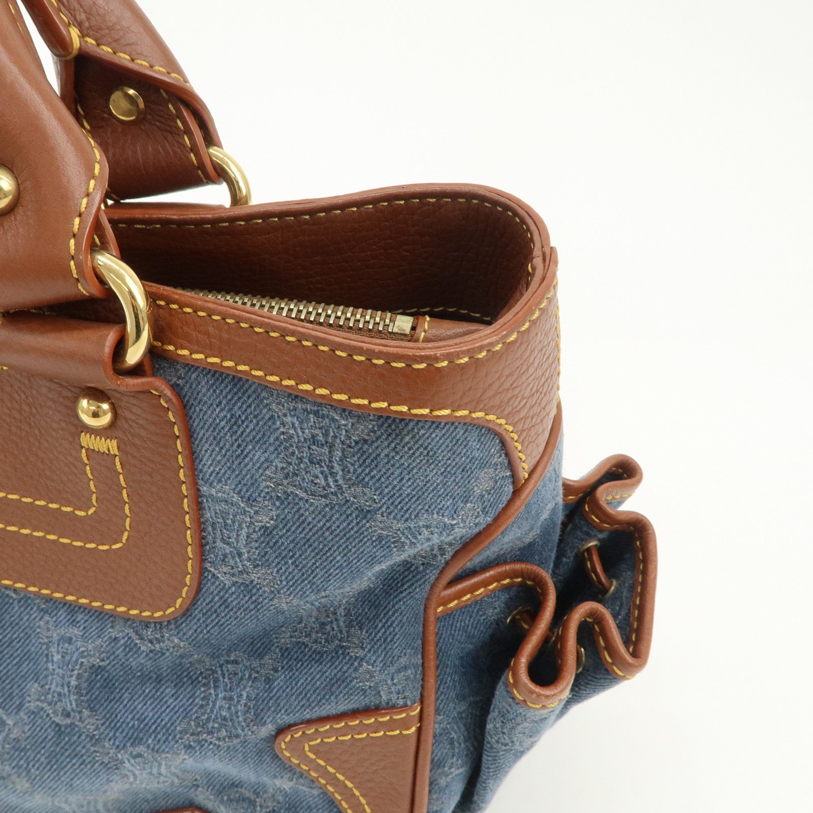 CELINE Macadam Denim Leather Boogie Bag Blue Brown