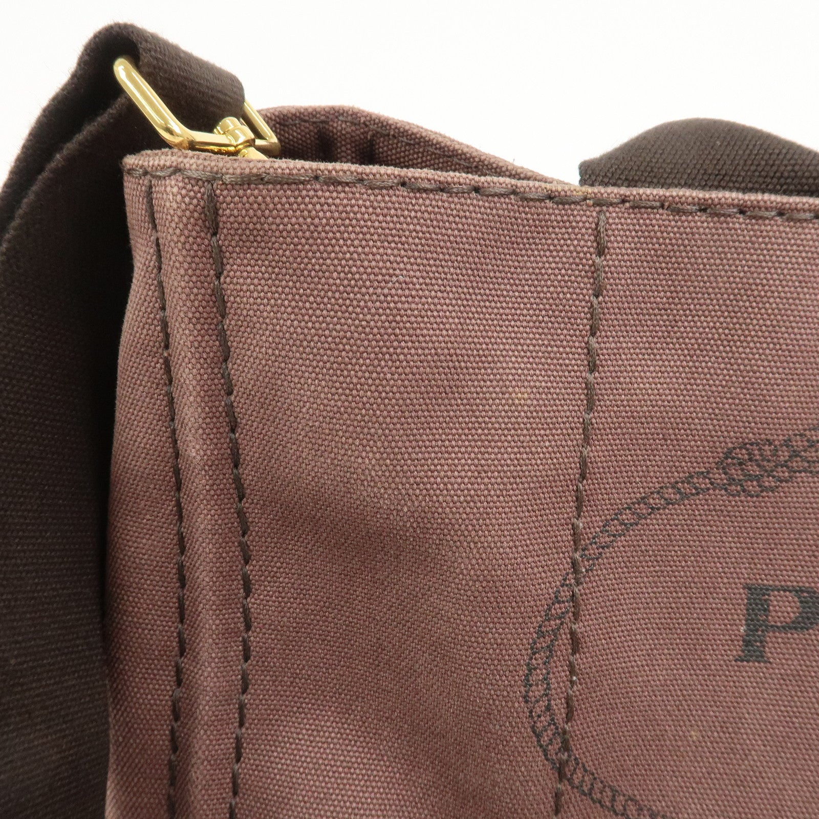 PRADA Logo Canapa Canvas 2Way Bag Hand Bag Brown BN2642