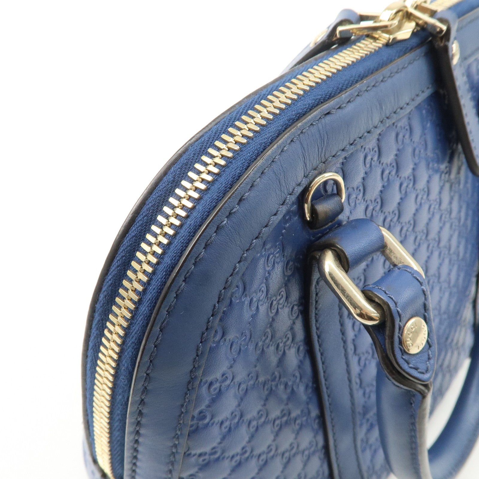 GUCCI Micro Guccissima 2Way Bag Hand Bag Shoulder Bag Blue 449654