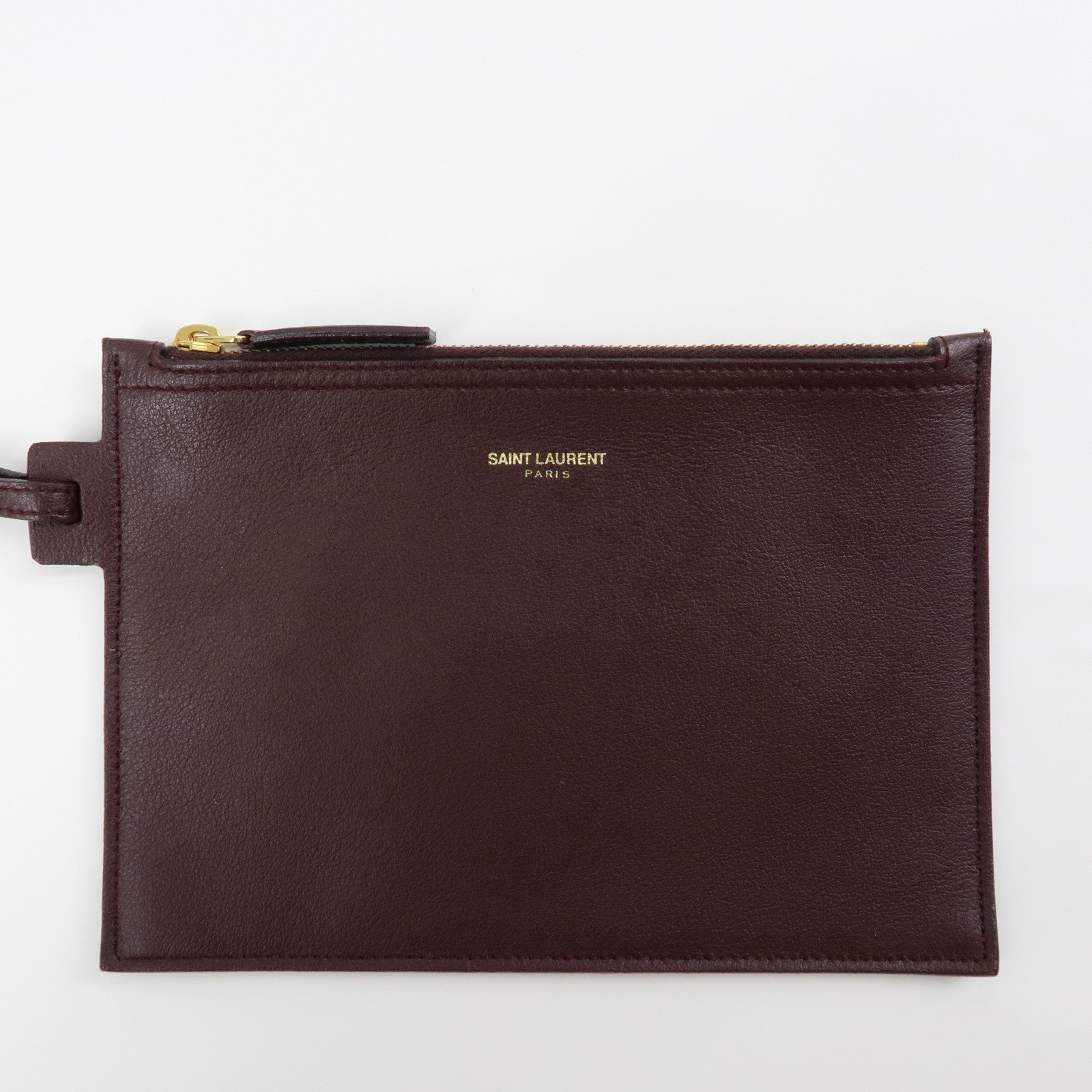 SAINT LAURENT PARIS Calf Leather Tote Shoulder Bag Bordeaux 394195