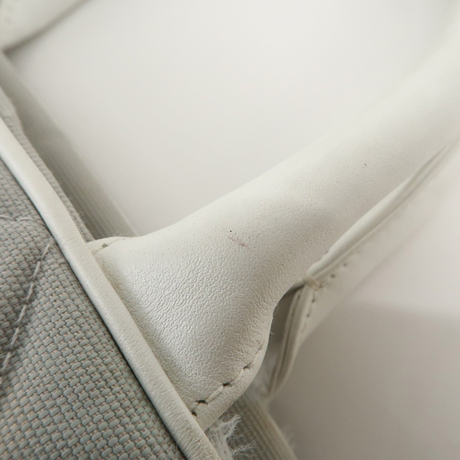 CHANEL Sport Line Canvas Leather Boston Bag Hand Bag Gray White