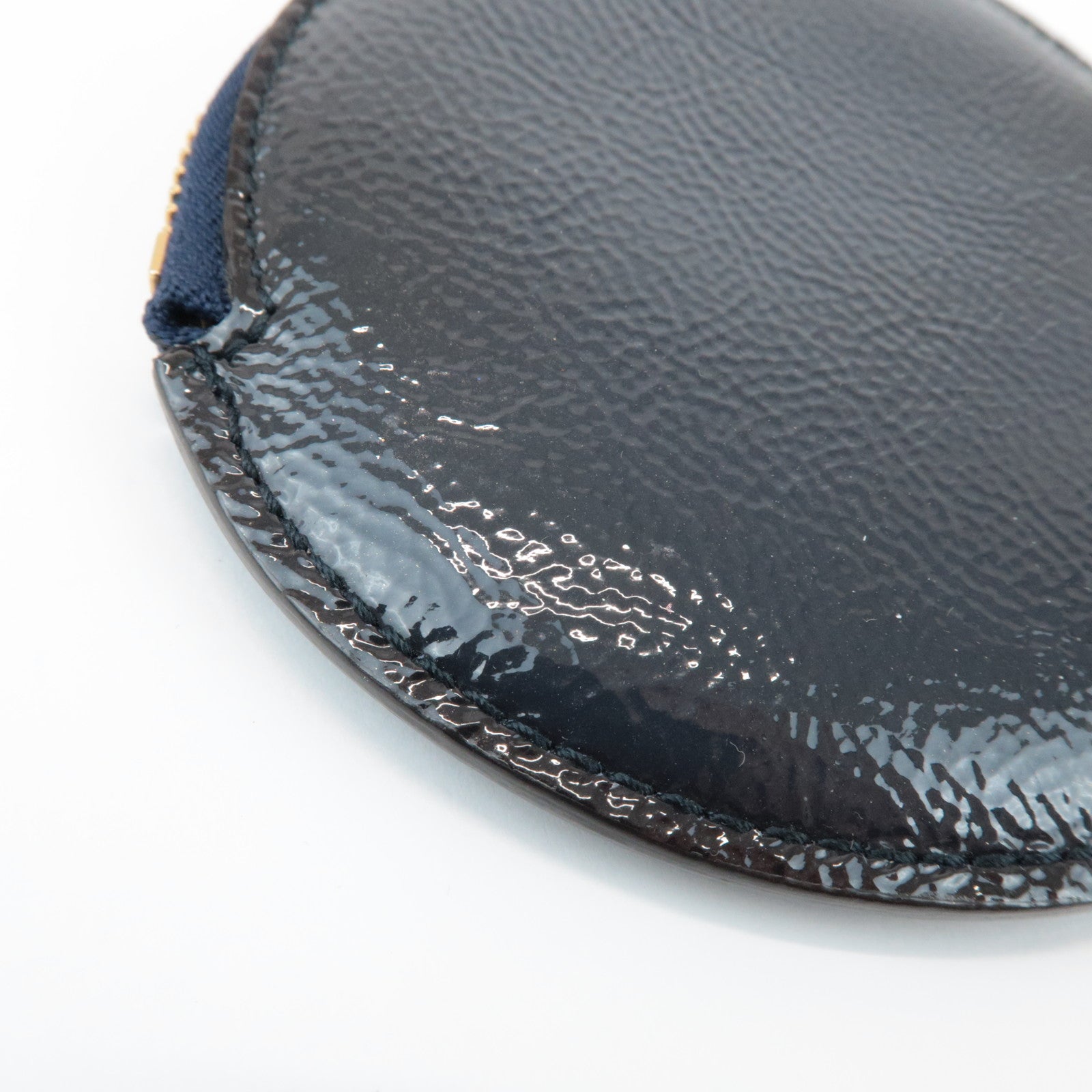 GUCCI Interlocking G Patent Leather Coin Case Navy 337946