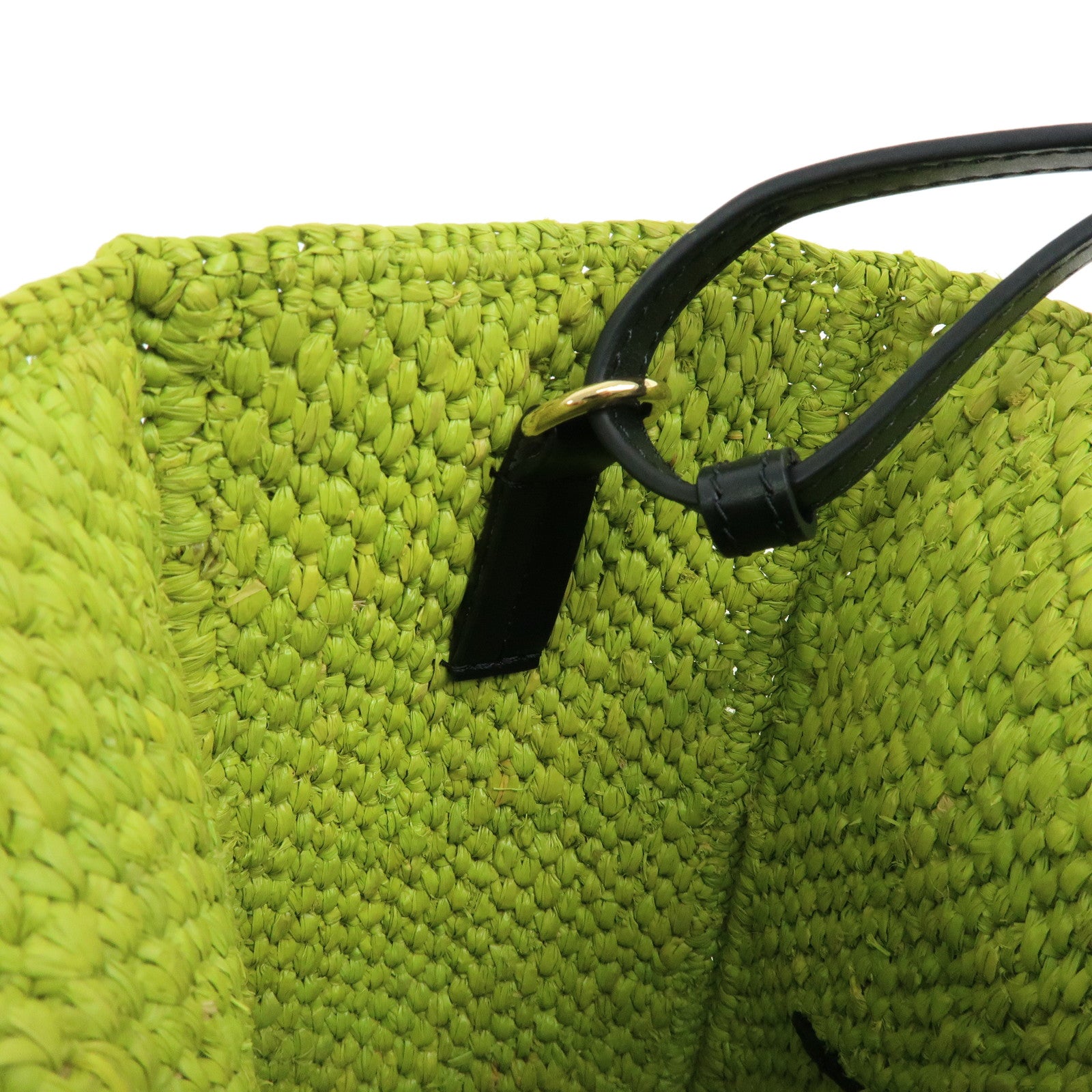 LOEWE Font Tote Bag Raffia Leather 2Way Shoulder Bag Green
