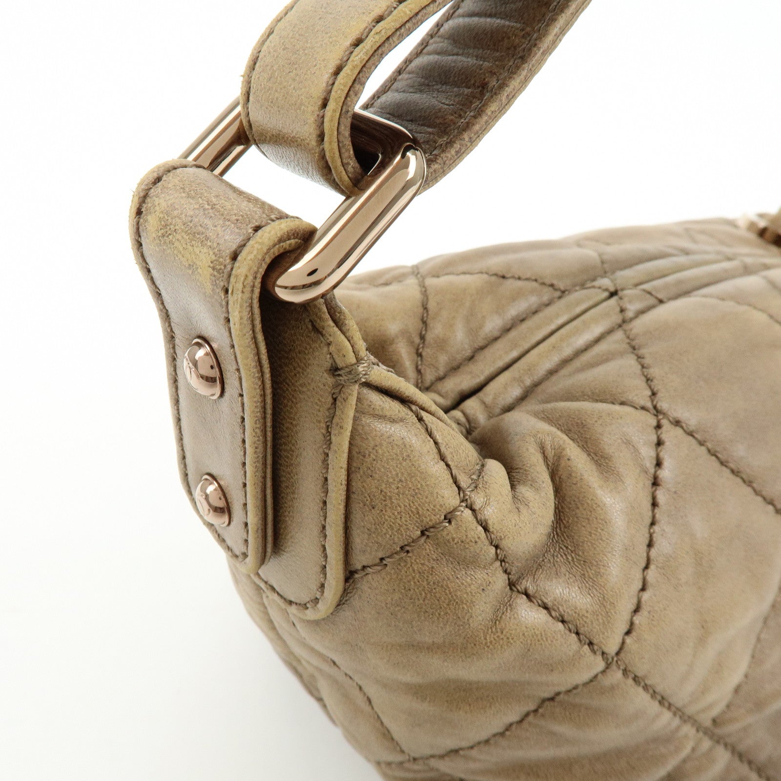 CHANEL Wild Stitch Lamb Skin Shoulder Bag Brown