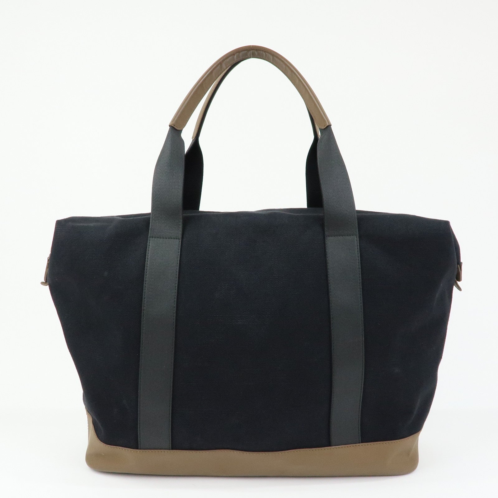 BALENCIAGA Canvas Leather Boston Bag Hand Bag Black Brown 433672