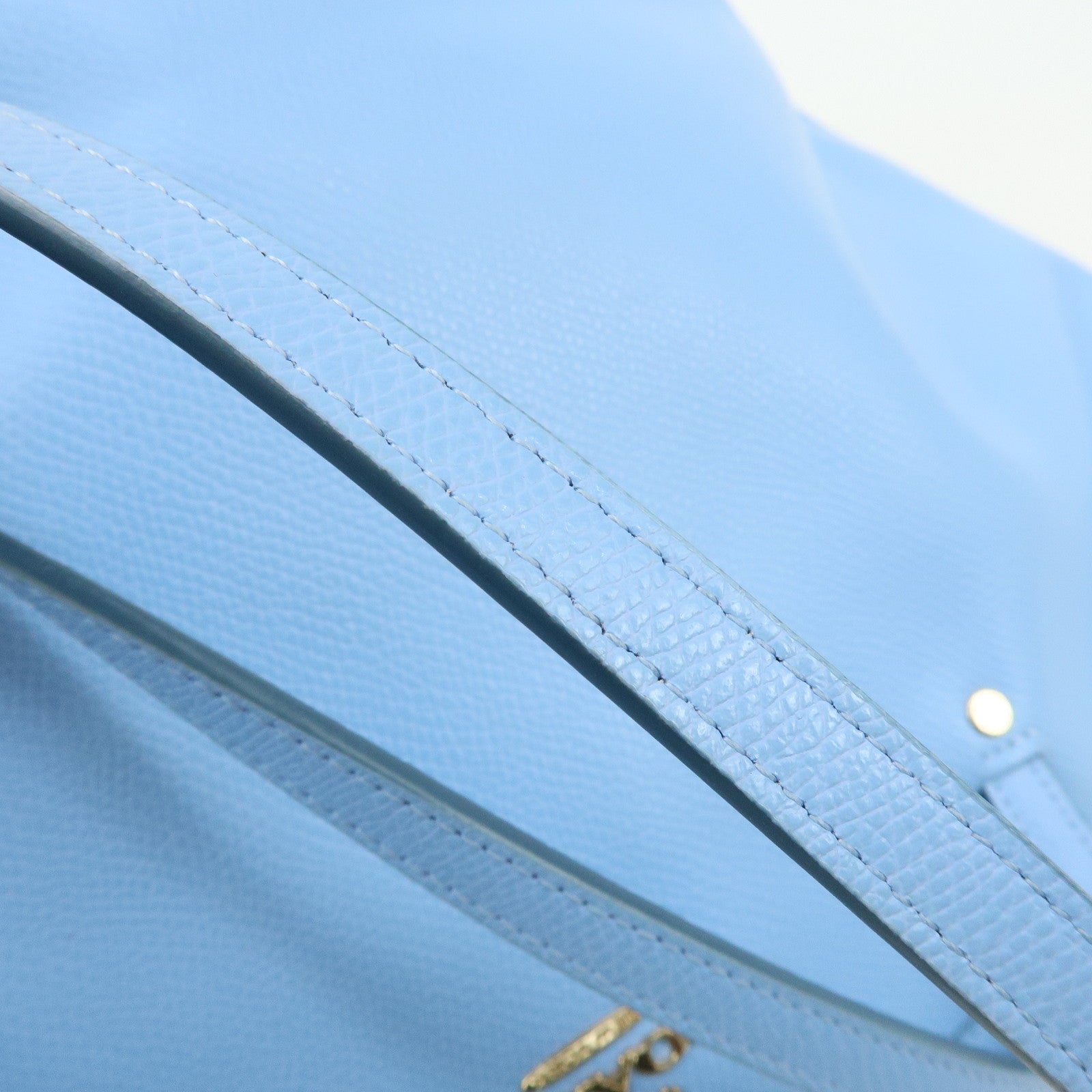 COACH Leather Tote Bag Shoulder Bag Light Blue