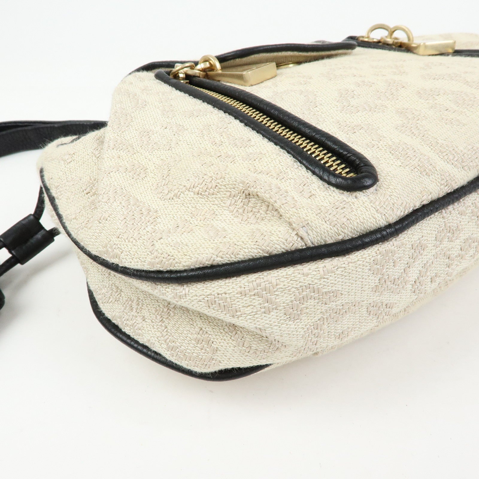 Chloe See By Chloe Canvas Leather Shoulder Bag Ivory Black