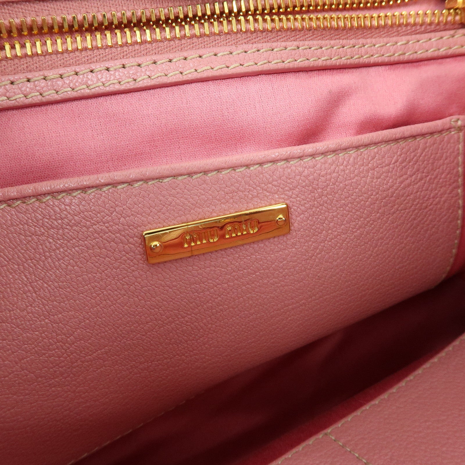 MIU MIU Madras Leather 2Way Shoulder Bag Hand Bag Pink RN0886