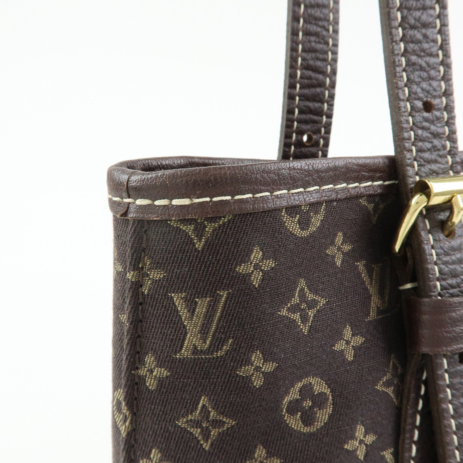 Louis Vuitton Monogram Mini Lin Bucket PM Tote Bag Ebene M95226