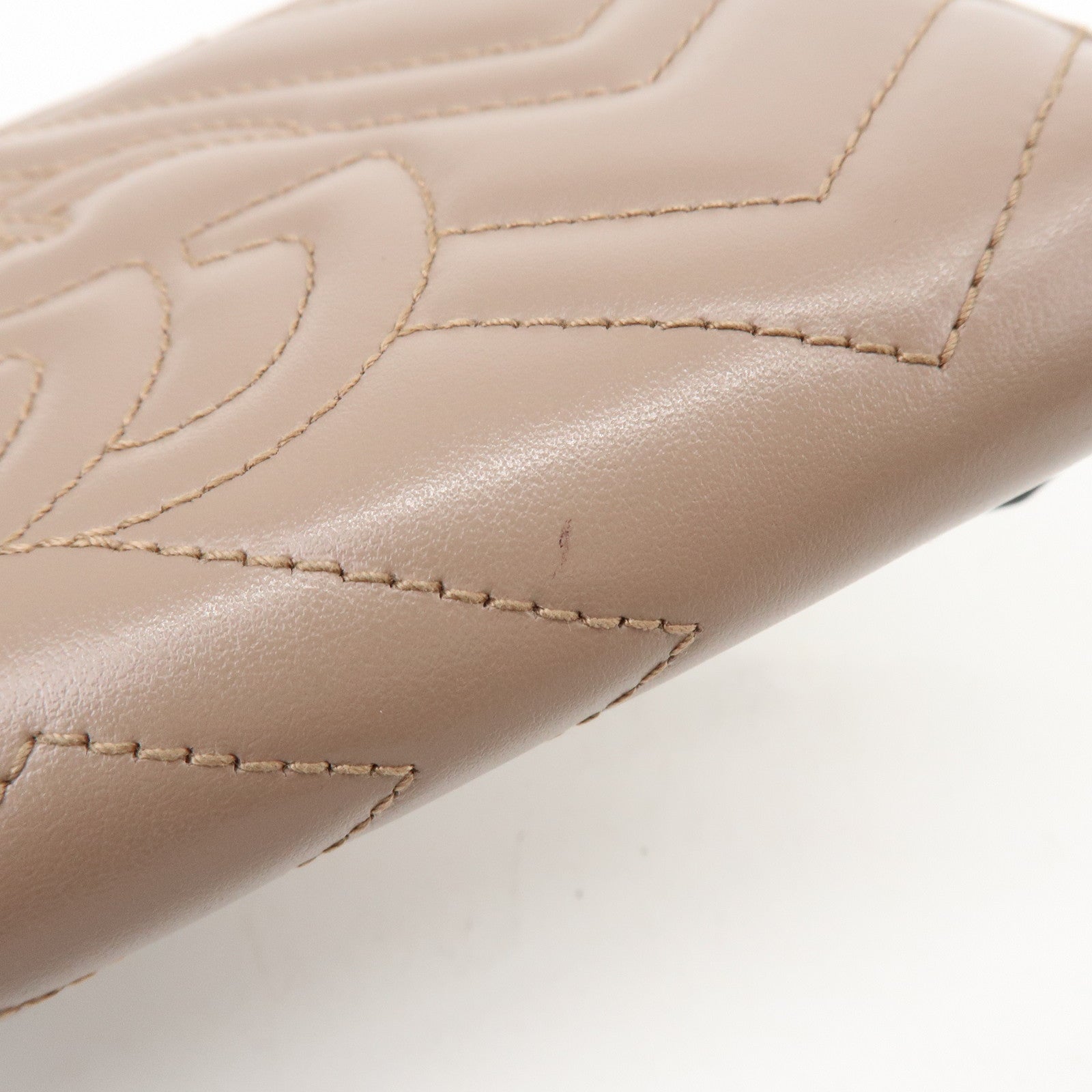 GUCCI GG Marmont Chevron Leather Long Wallet Beige 443123