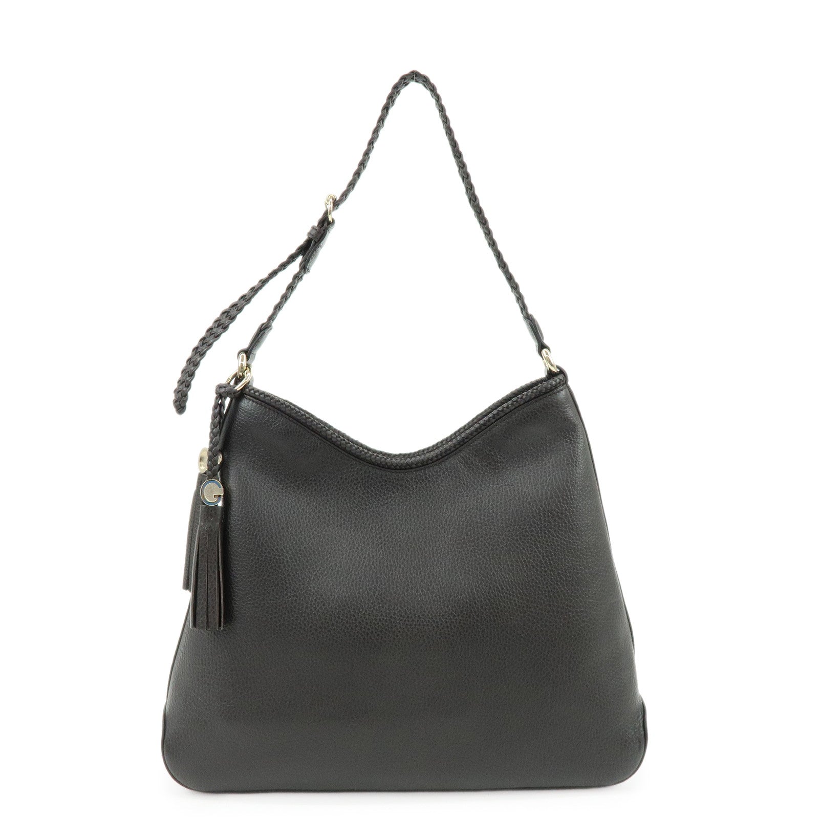 GUCCI Leather Shoulder Bag Tassel Charm Dark Brown 336659