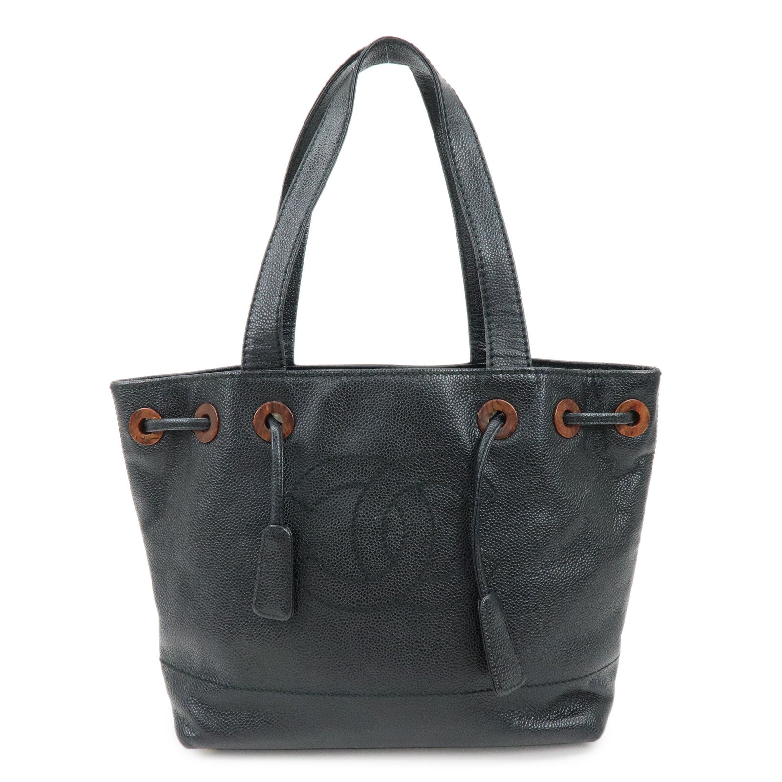 CHANEL COCO Mark Caviarskin Tote Bag Shoulder Bag Black
