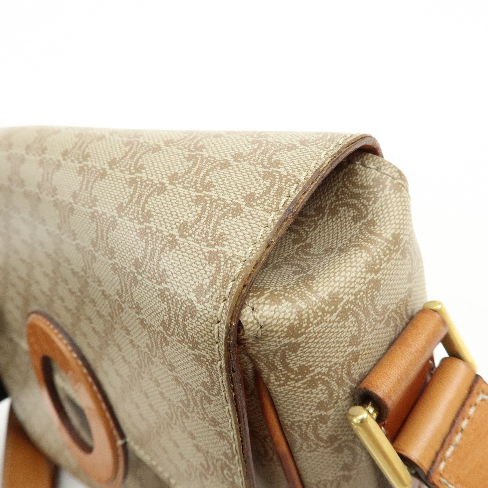 CELINE Macadam PVC Leather Shoulder Bag Crossbody Bag Beige