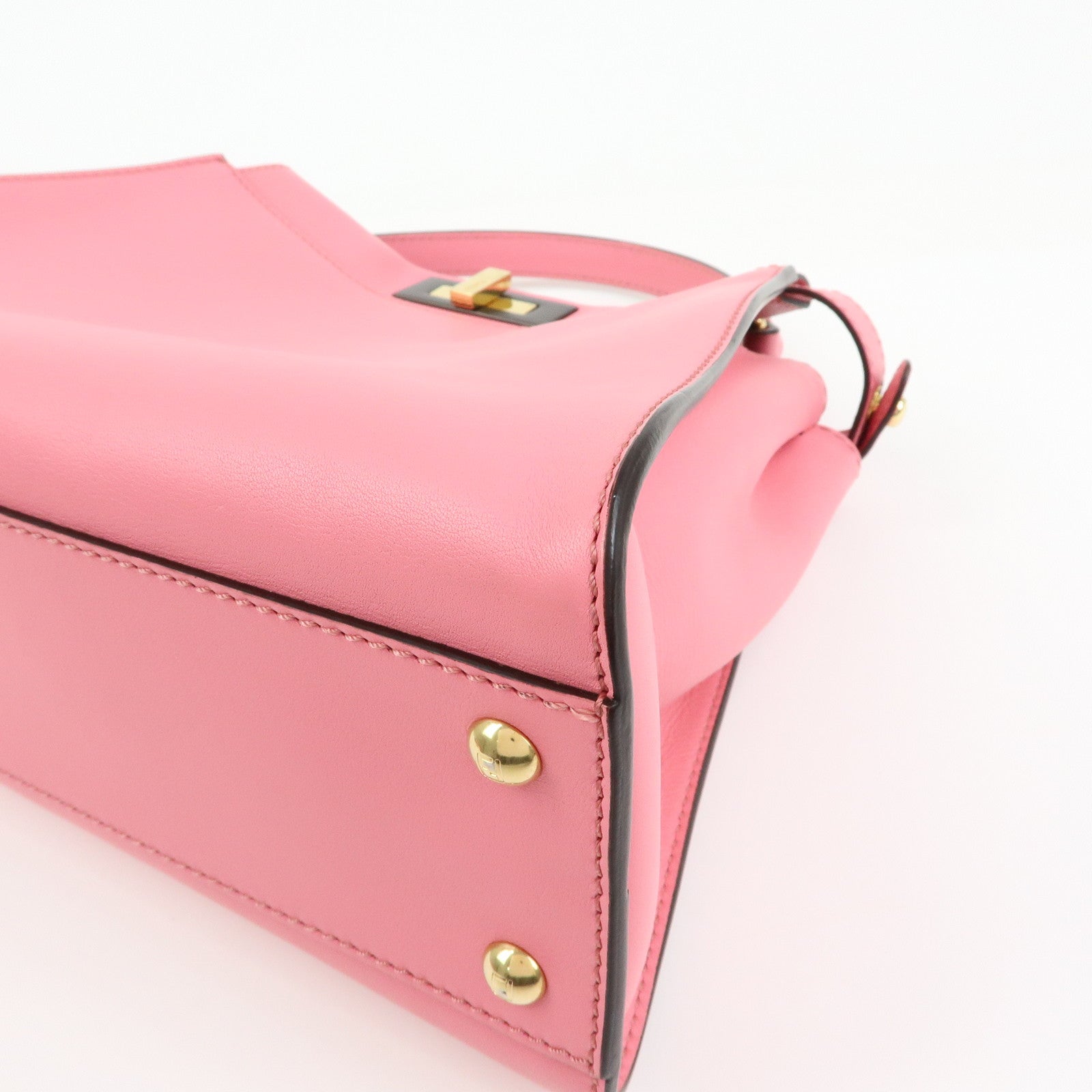 FENDI Peekaboo Leather 2Way Bag Hand Bag Shoulder Bag Pink 8BN290