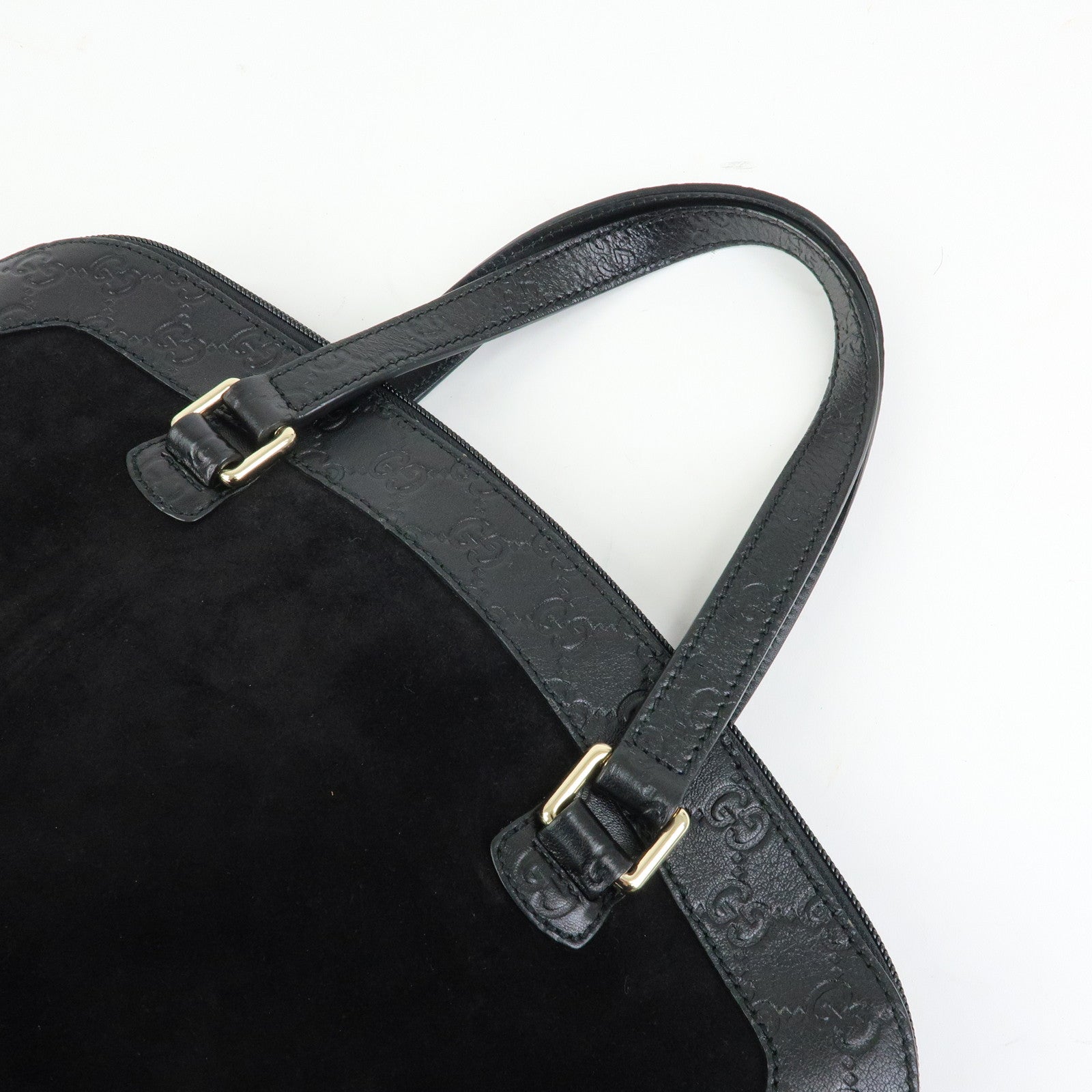 GUCCI Guccissima Leather Suede Hand Bag Shoulder Bag Black 295530