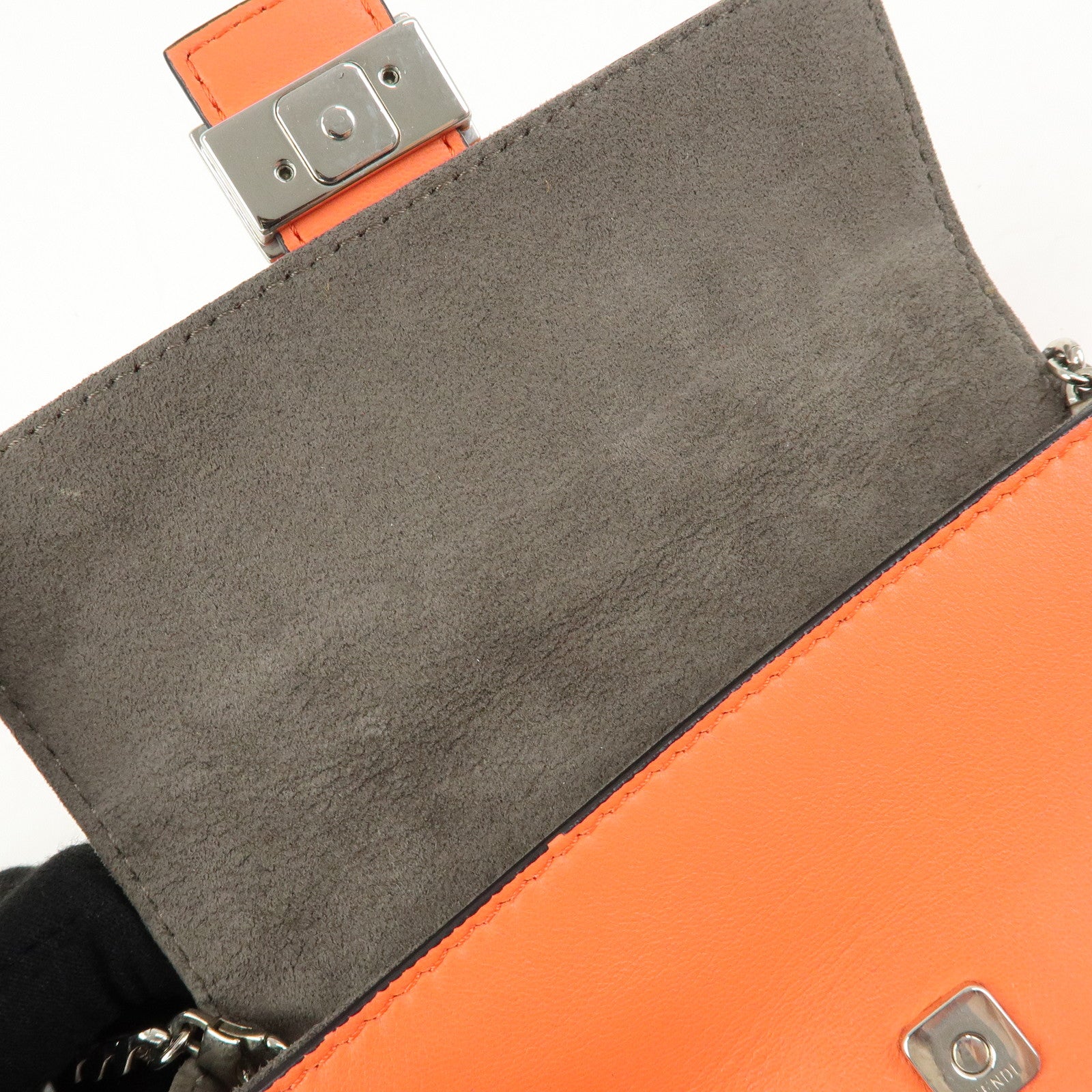 FENDI Micro Baguette 2Way Shoulder Bag Crossbody Bag Orange 8M0354