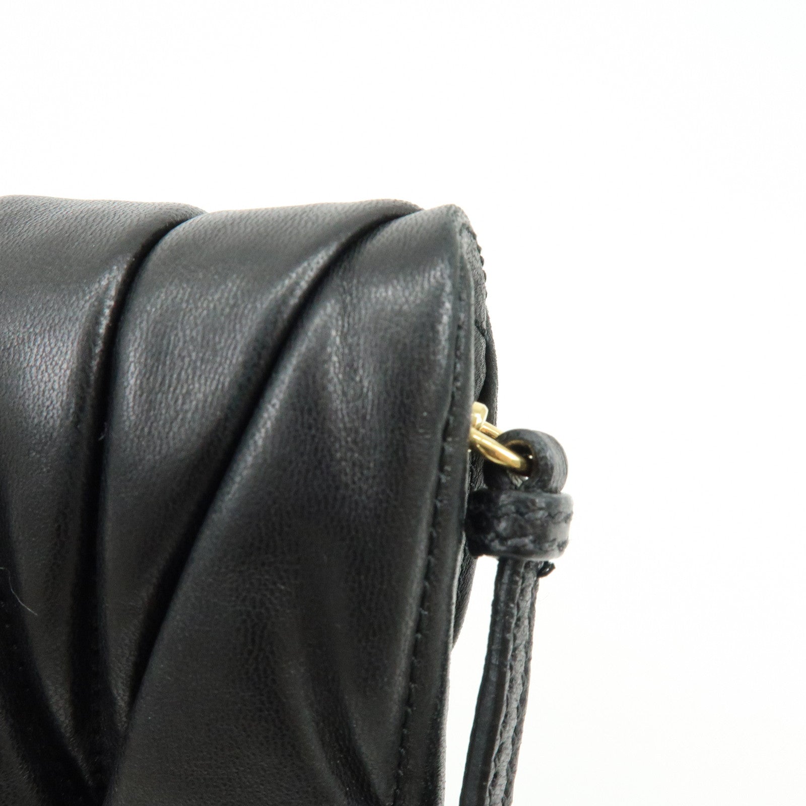 MIU MIU Matelasse Nappa Leather Shoulder Bag Clutch Bag Black