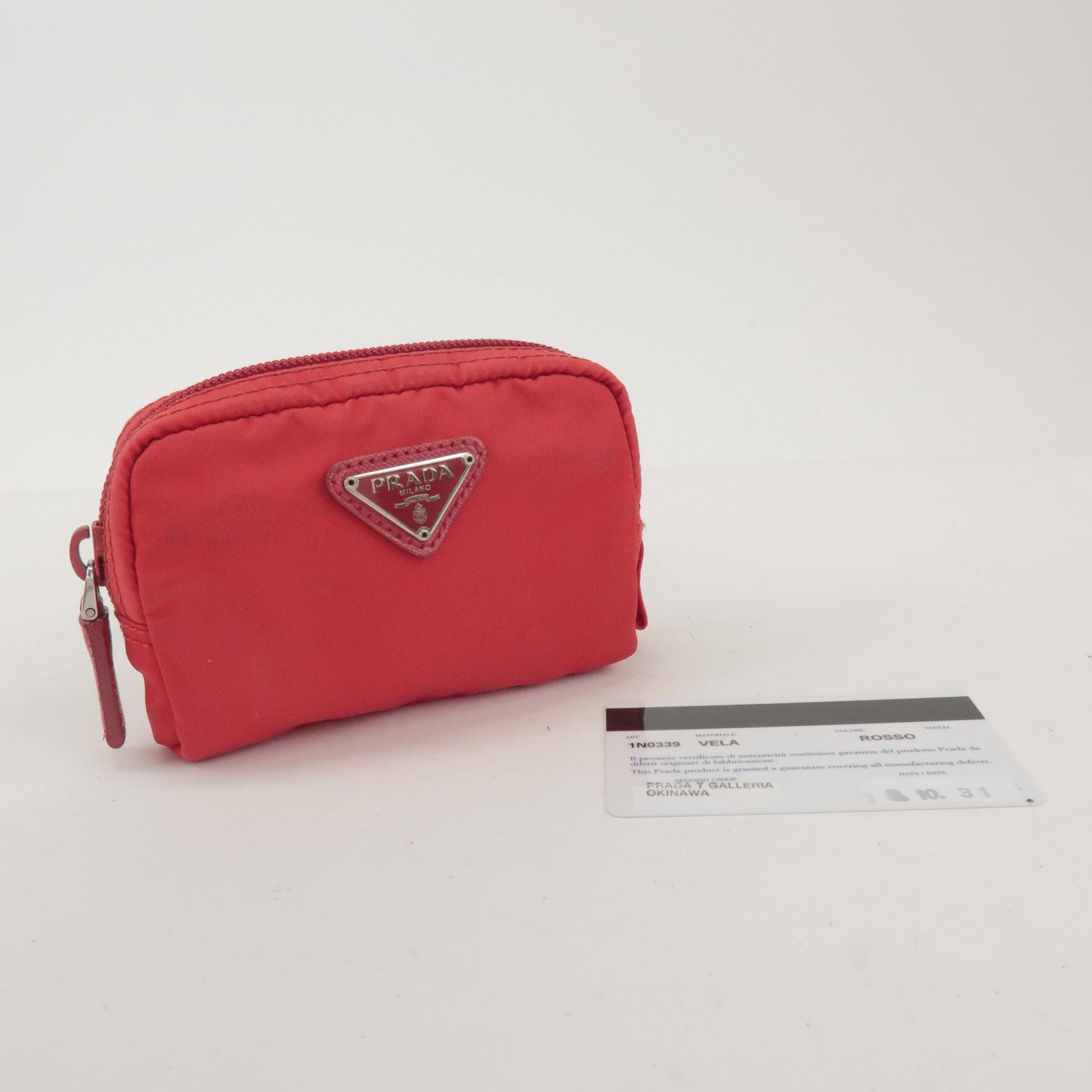 PRADA Set of 2 Nylon Pouch Cosmetic Bag Pink Red 1N0340/1N0339