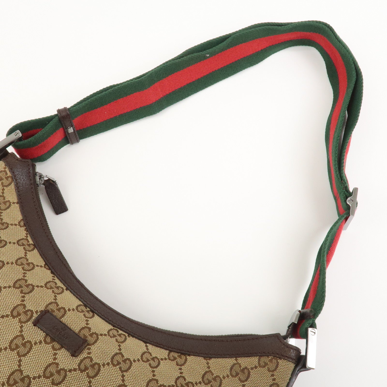 GUCCI Sherry GG Canvas Leather Shoulder Bag Beige Brown 181092