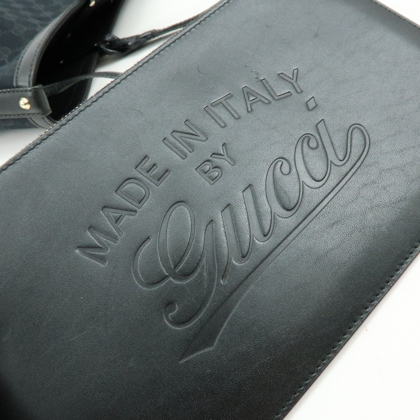 GUCCI GG Canvas Leather Tote Bag Shoulder Bag Black 247209