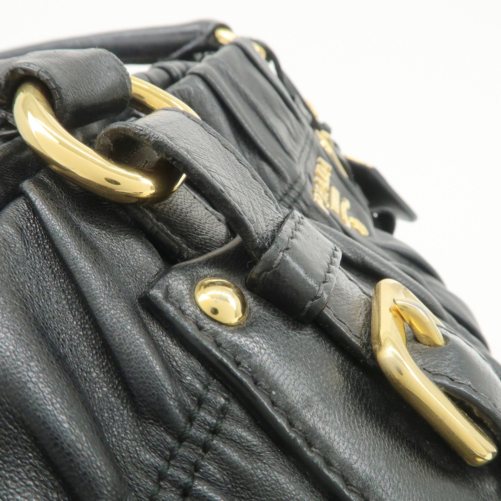 PRADA Leather 2WAY Bag Hand Bag Shoulder Bag Black BN1788