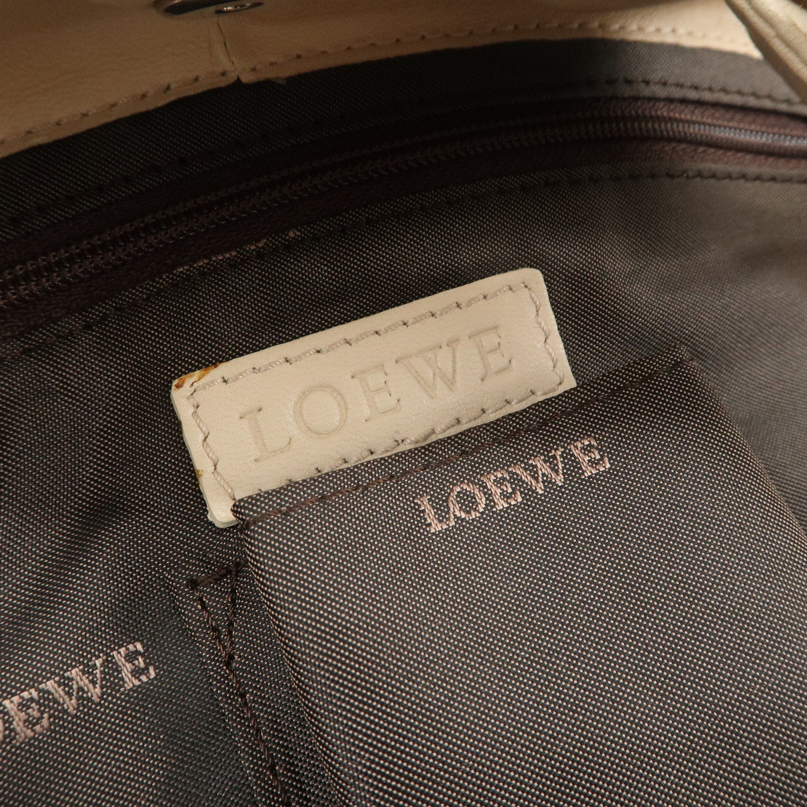 LOEWE Anagram Nappa Aire Leather Hand Bag Shoulder Bag Light Beige